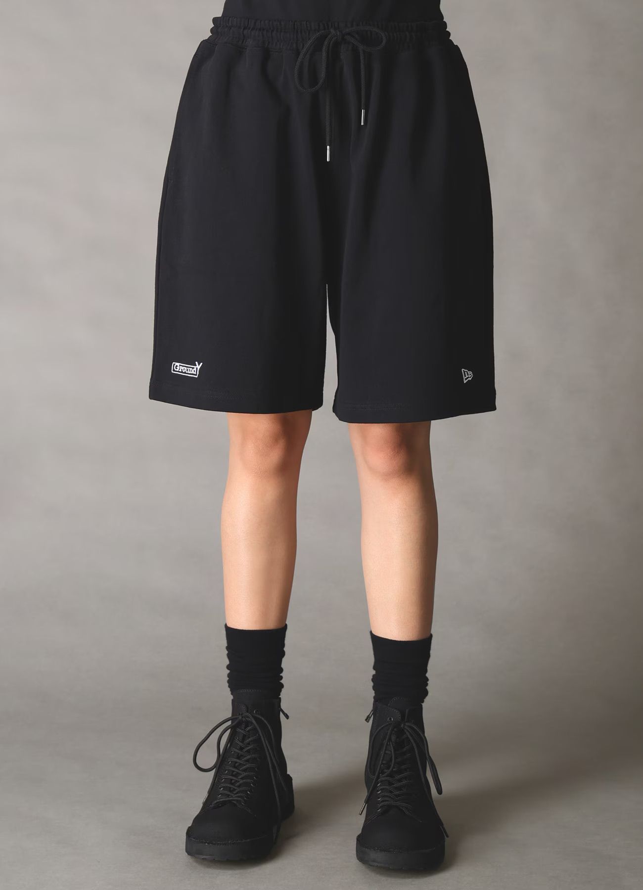 Ground Y×NEW ERA Ground Y BOX LOGO SHORT PANTS / BLACK [GK-P90-090-2]