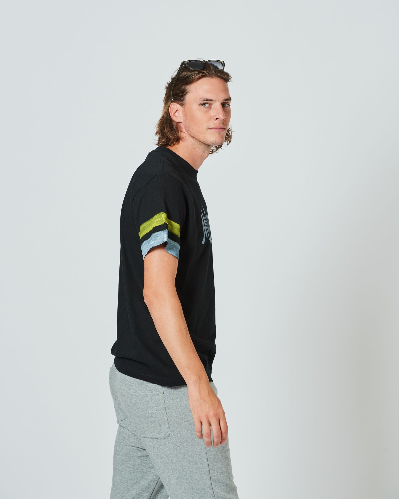 ACANTHUS x muta MARINE / muta Hand Line Paint Tee / ハンドペイントラインTシャツ / BLACK / MA2415