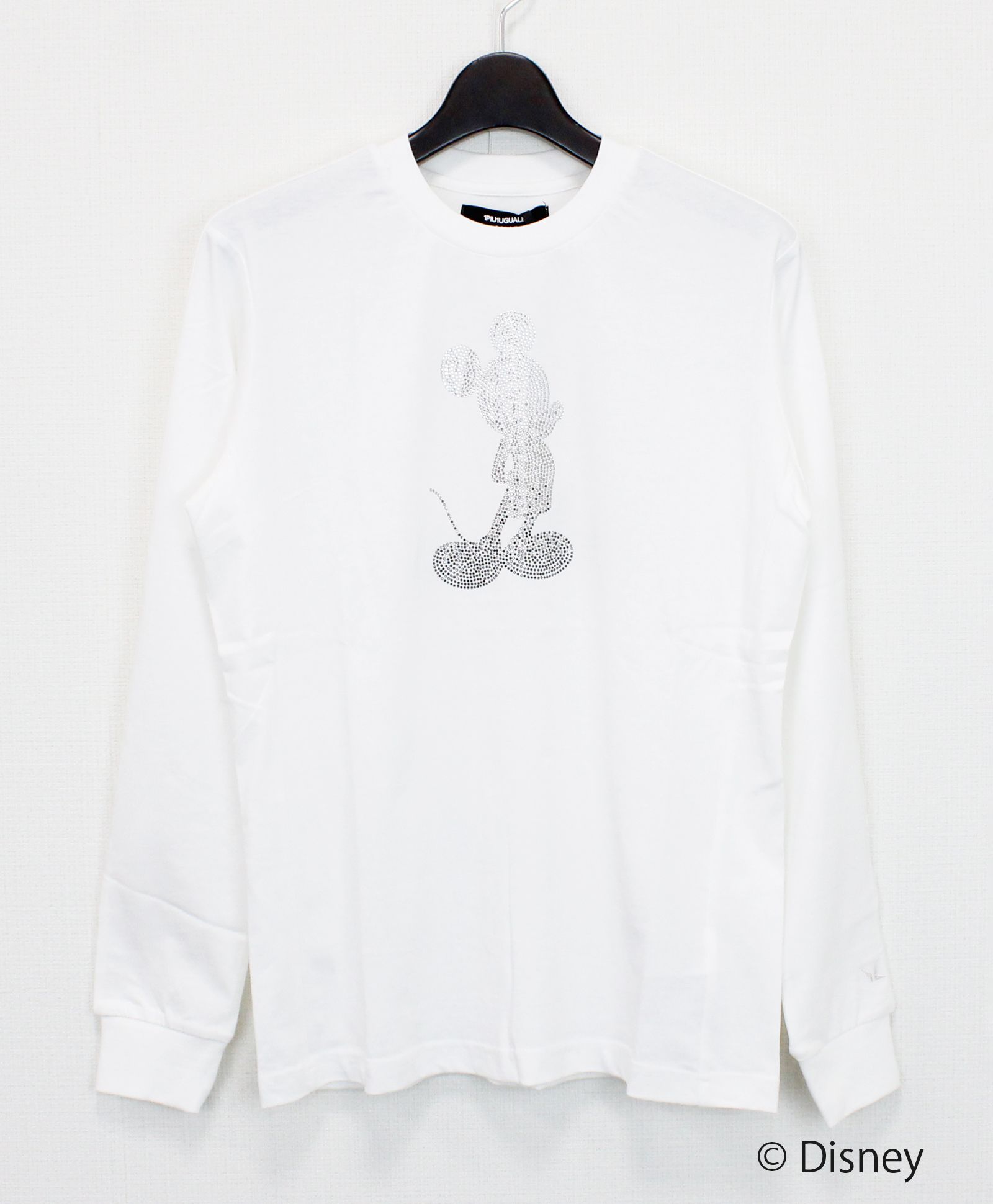 【ミッキーマウス】グラデーションラインストーンロングTシャツ / ホワイト【UST-25142】
