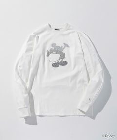 【ミッキーマウス】ラインストーンシルエットロングTシャツ / ホワイト【UST-26092】