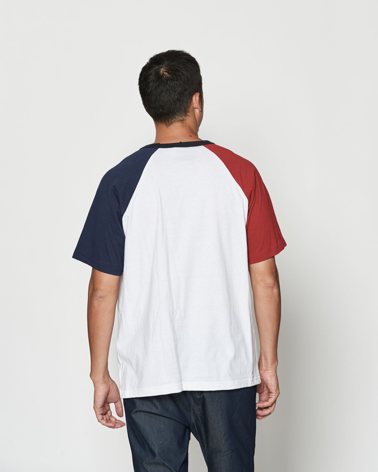 ☆先行予約☆muta MARINE × ACANTHUS  / カレッジロゴラグランスリーブTシャツ / College Logo Raglan Sleeves Tee / WHITE RED【MA2619】