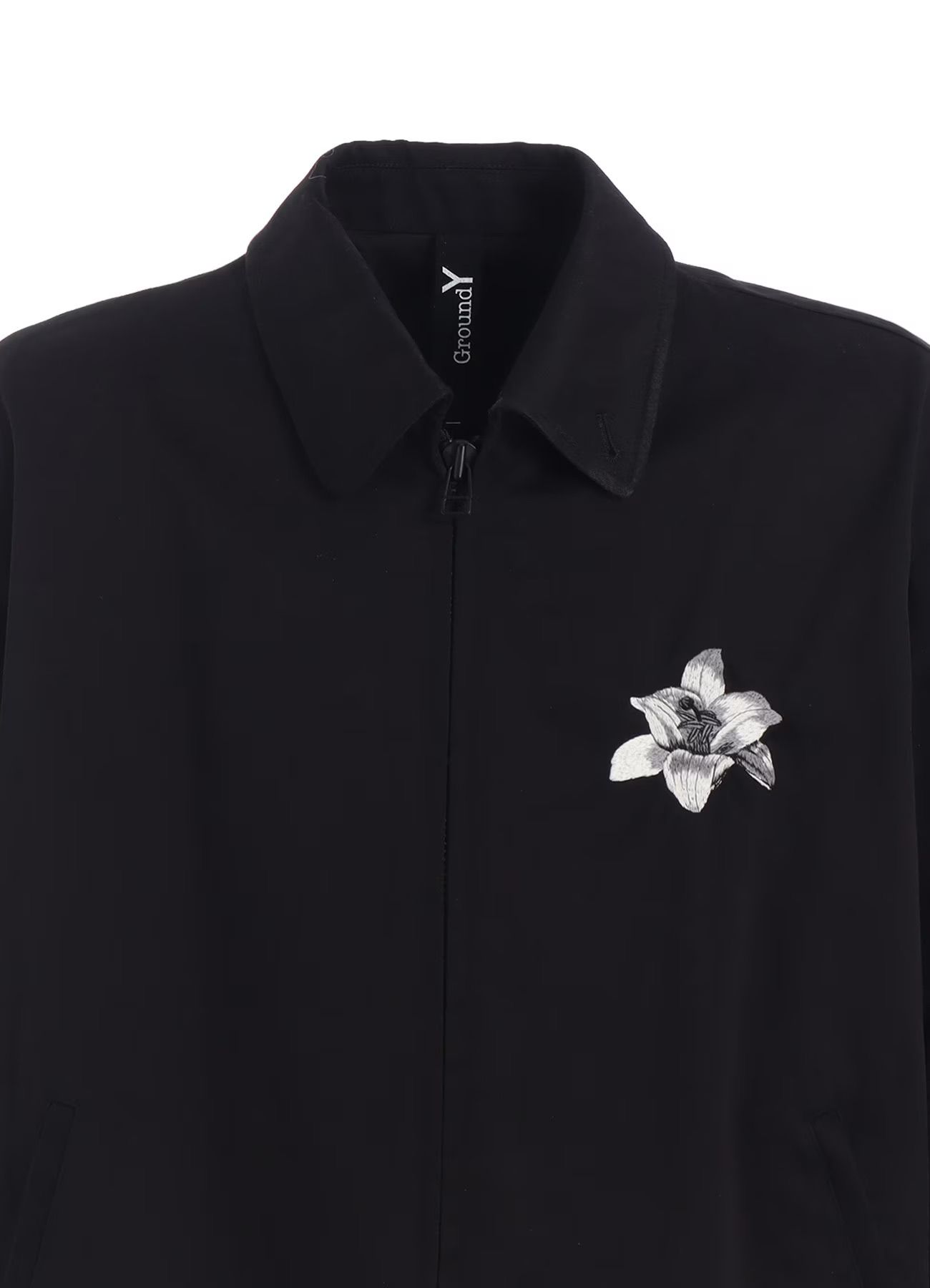WHIPCORD LILY EMBROIDERED SOUVENIR JACKET / BLACK x WHITE [GQ-J06-032-2]