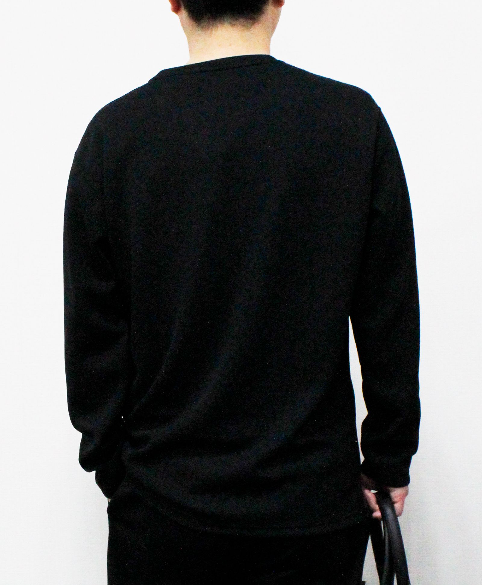 リネンライクダブルフェイスロンT  / ブラック[86003]