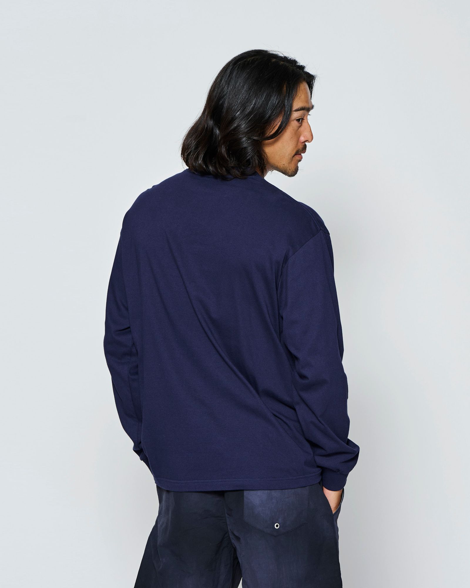 ☆先行予約☆muta MARINE × ACANTHUS  / WネームロゴロングスリーブTシャツ /  W-name logo L/S tee / NAVY【MA2727】