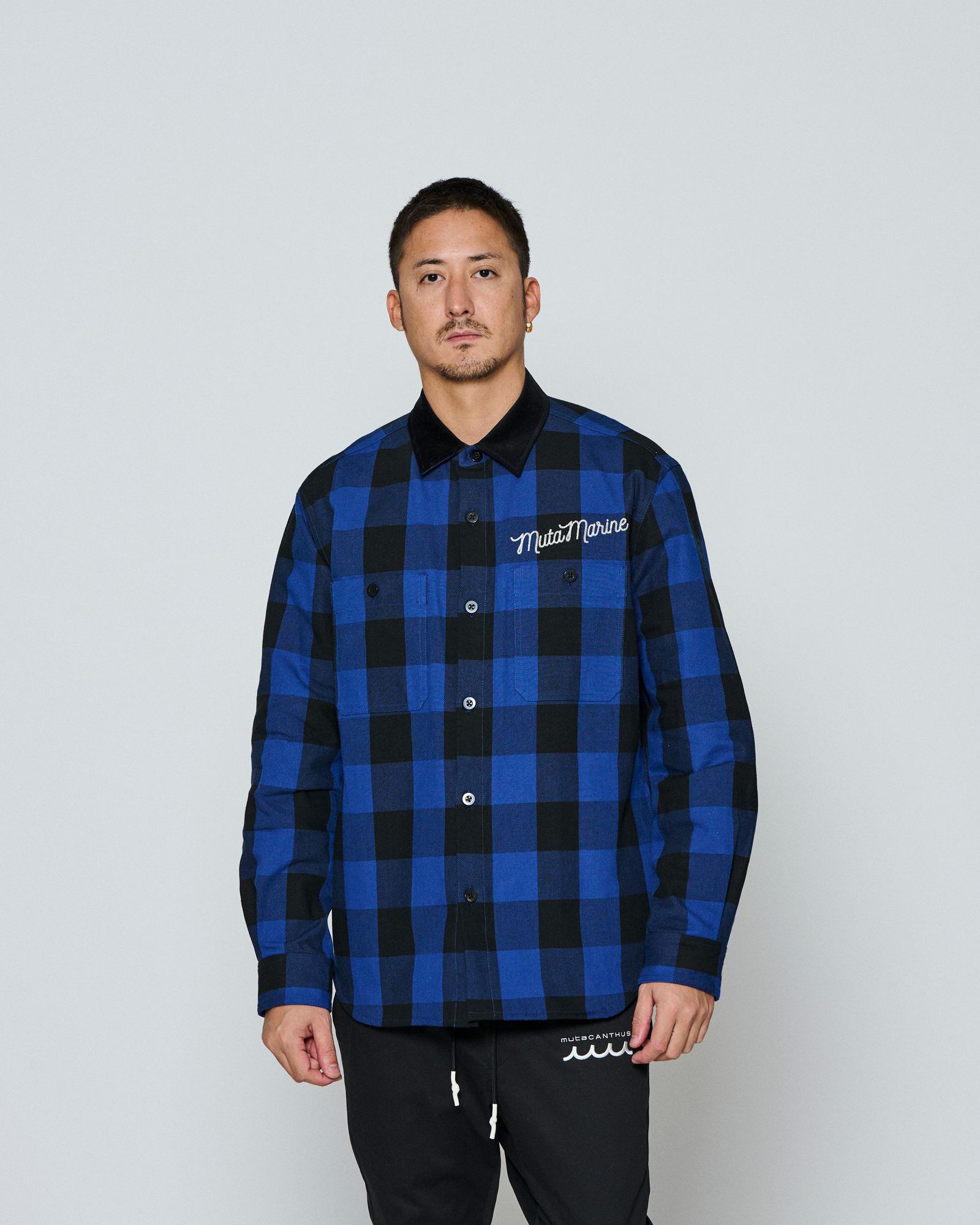 ☆先行予約☆ muta MARINE × ACANTHUS / チェックシャツ / Check Shirts / BLUE CHECK 【MA2668】