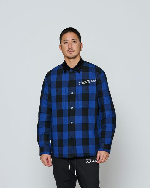 ☆先行予約☆ muta MARINE × ACANTHUS / チェックシャツ / Check Shirts / BLUE CHECK 【MA2668】