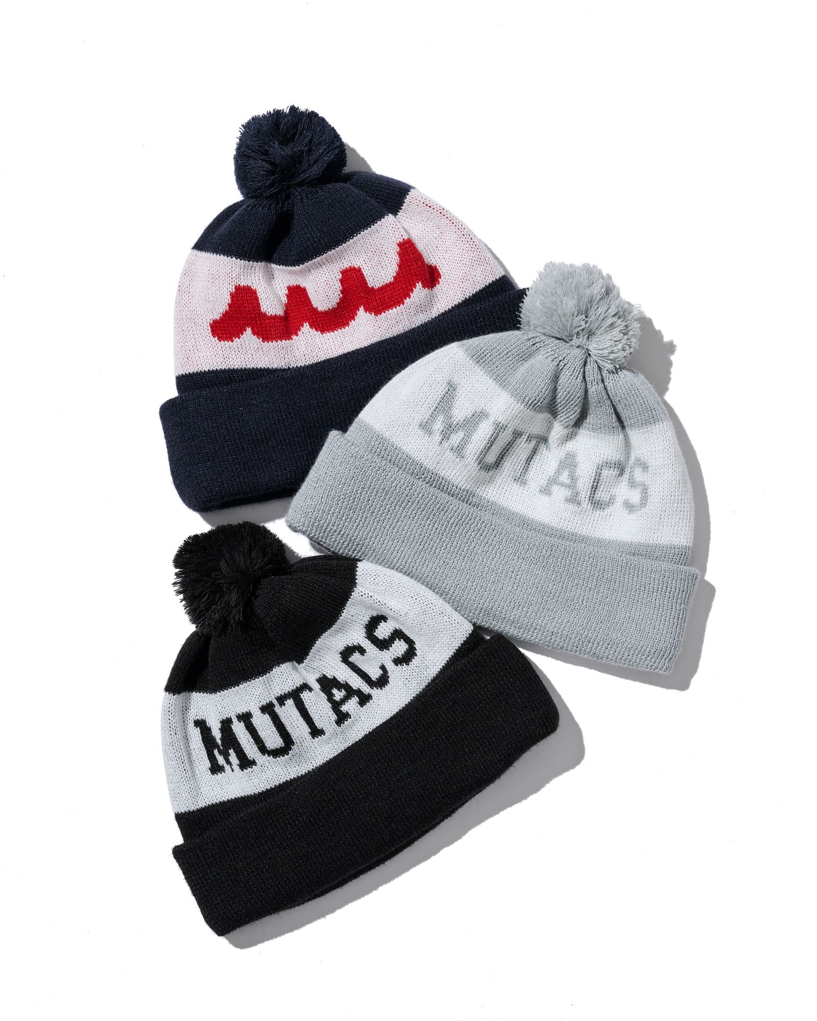 ☆先行予約☆ muta MARINE × ACANTHUS / ニットキャップ / Wave Logo Pom-pom Knit Cap / NAVY 【MA2664】