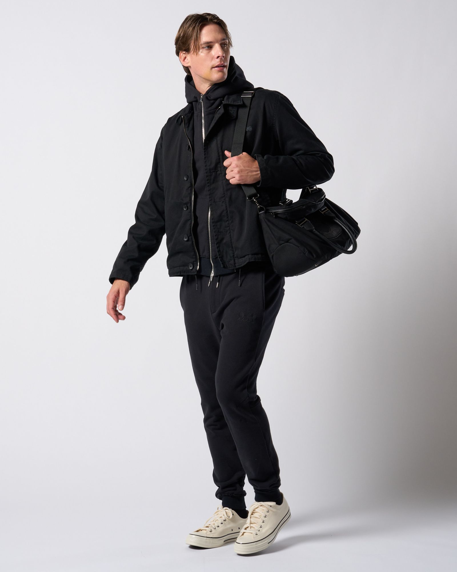 ☆先行予約☆ muta × wjk  / 高密度ストレッチ裏毛リブスウェットパンツ / super urake zip-up parka / BLACK [206 mw07j]