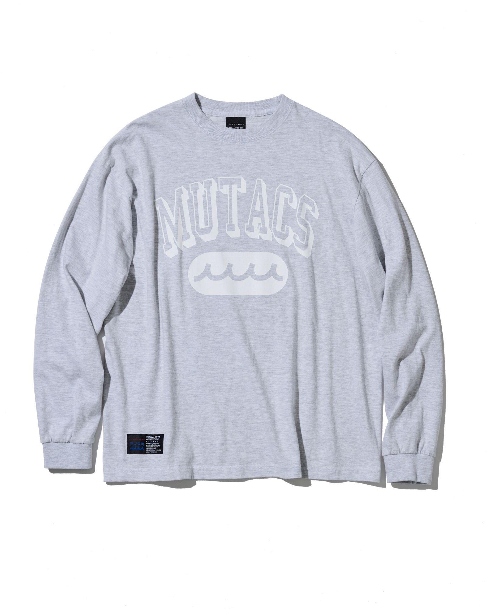 ☆先行予約☆ muta MARINE × ACANTHUS / カレッジロゴロンTee / Shadow College Logo L/S Tee / GREY 【MA2661】
