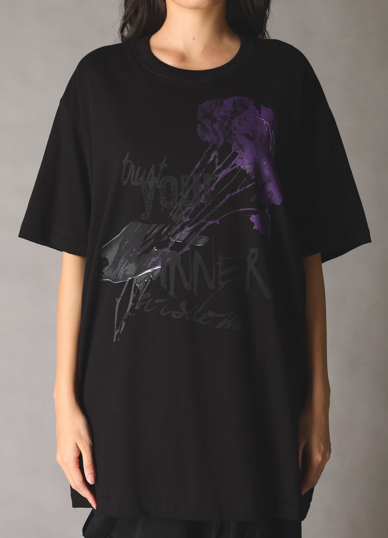JERSEY ROSE AND HANDS T-SHIRT / BLACK [GK-T78-070-2]