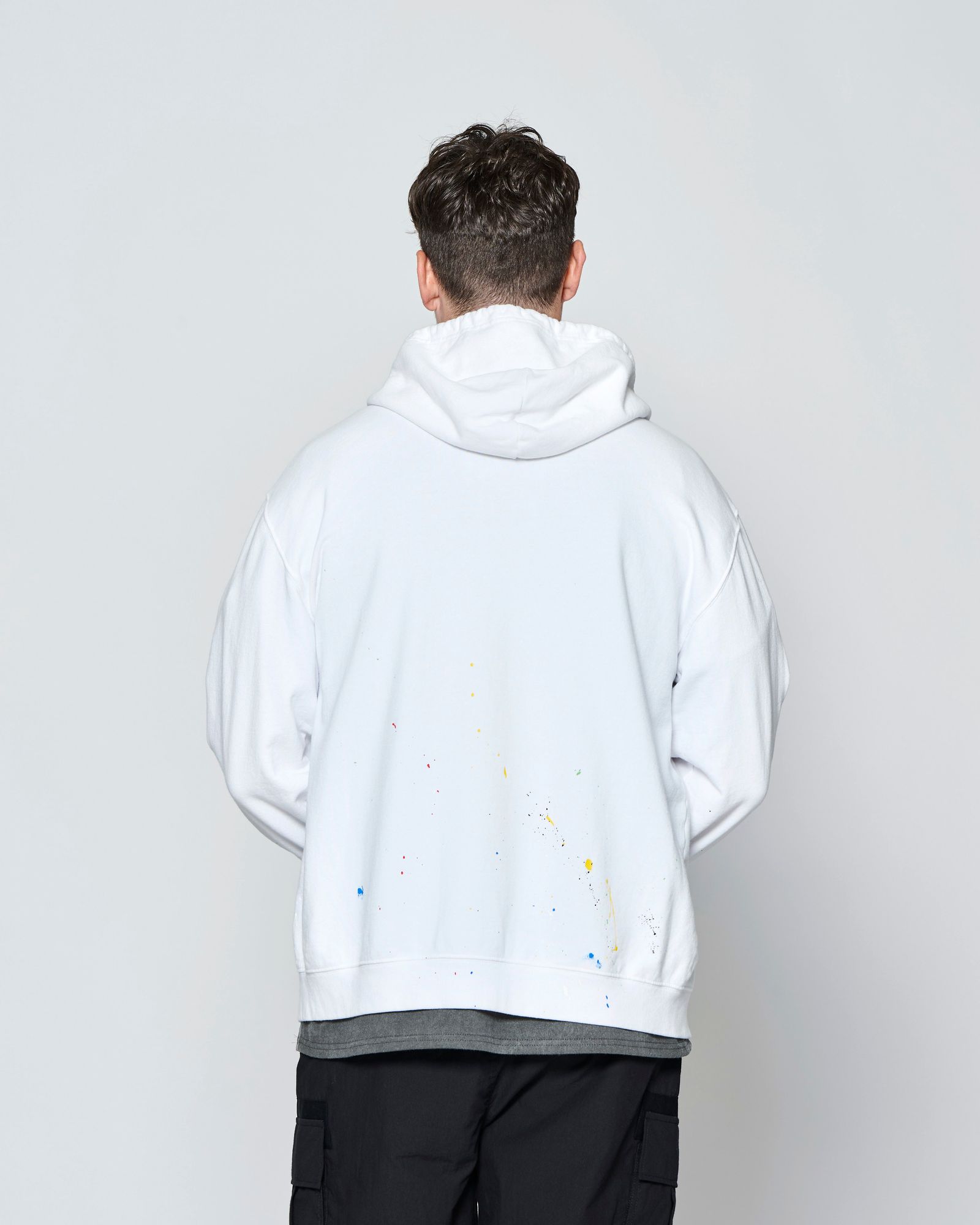 ☆先行予約☆ ヴィンテージ スプラッシュ ジップアップ パーカー  /  Vintage Wash Splash Zip-up Hooded Sweatshirt / WHITE 【HJ2701】