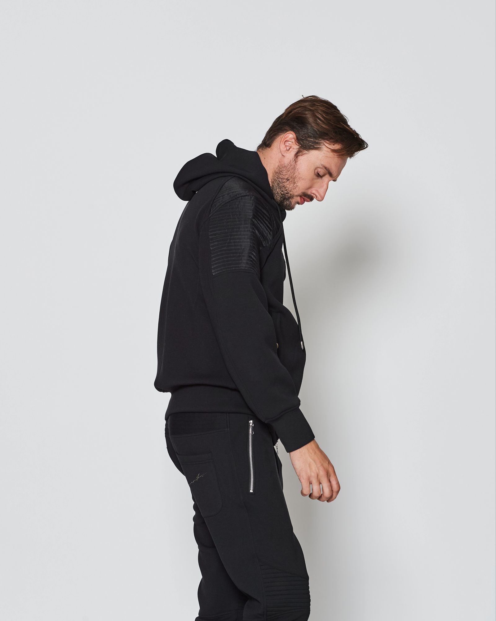 Double-knit Biker Hoodie / バイカーフーディ / BLACK 【DK2501】