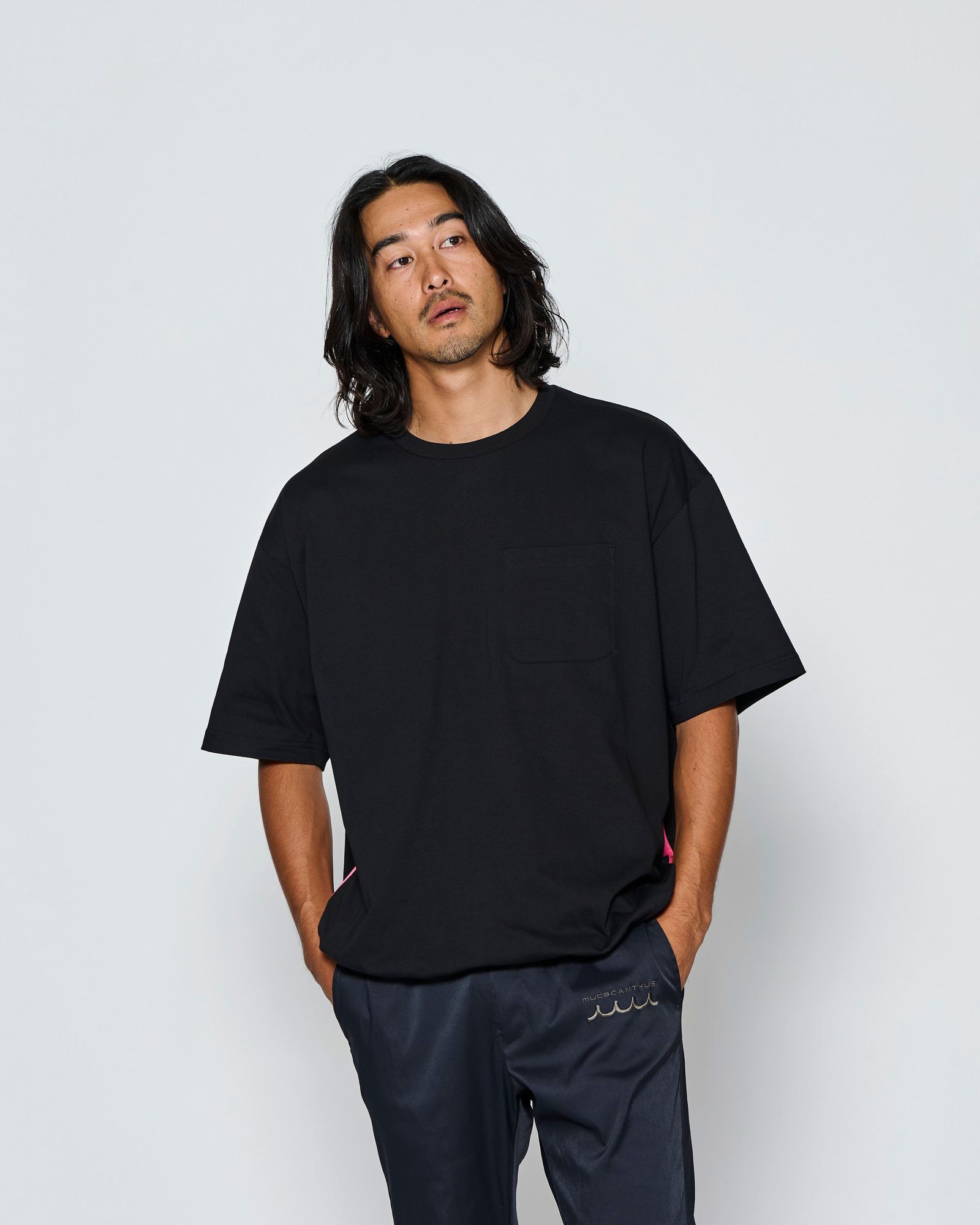 ☆先行予約☆muta MARINE × ACANTHUS  / ドローコード付きポケットTシャツ /  Drawstring Pocket Tee / BLACK【MA2724】