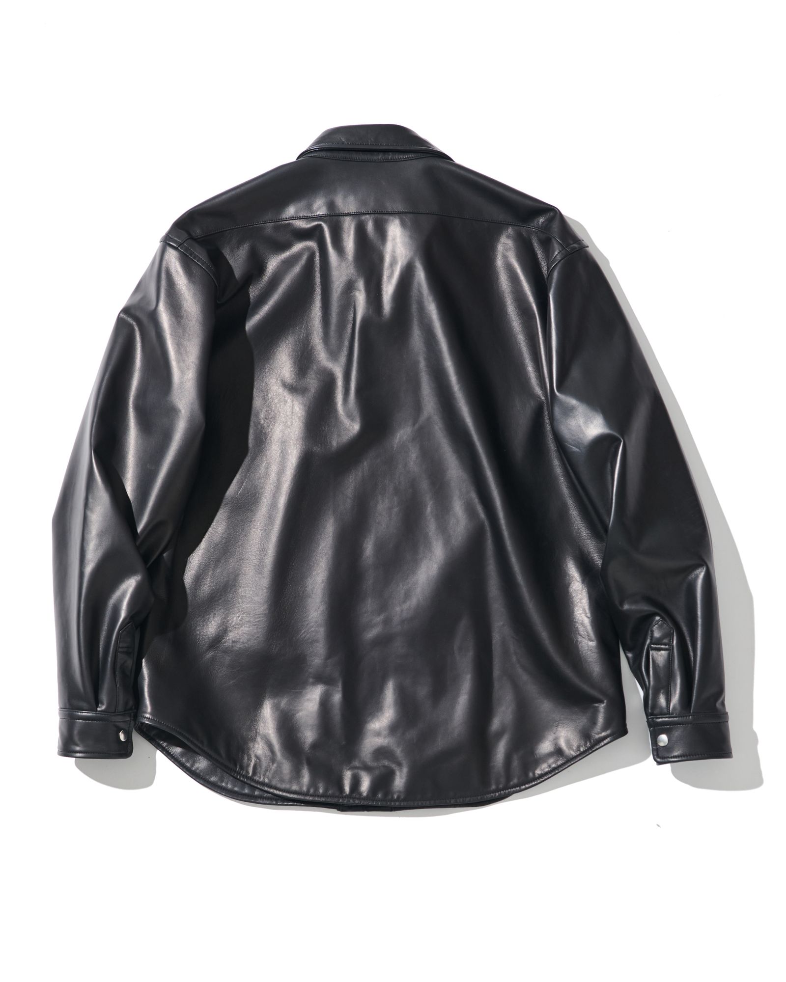 ☆先行予約☆レザージップシャツジャケット /  Leather Zip Shirt Jacket / BLACK【L2601】