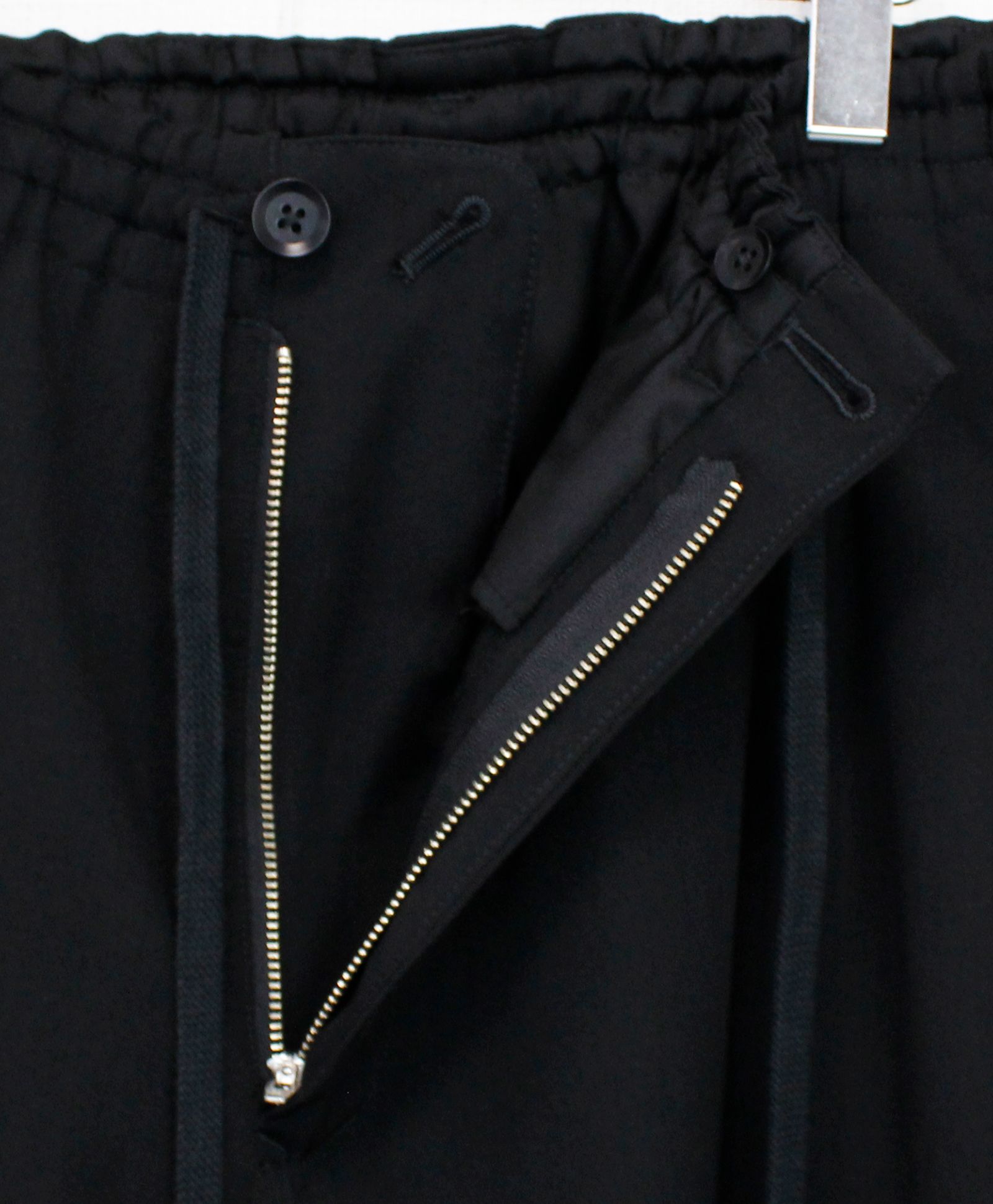 WOOL GABARDINE STANDARD RIBBED HEM CARGO  / ウールギャバジンリブカーゴパンツ / BLACK [GA-P07-101-1-03]