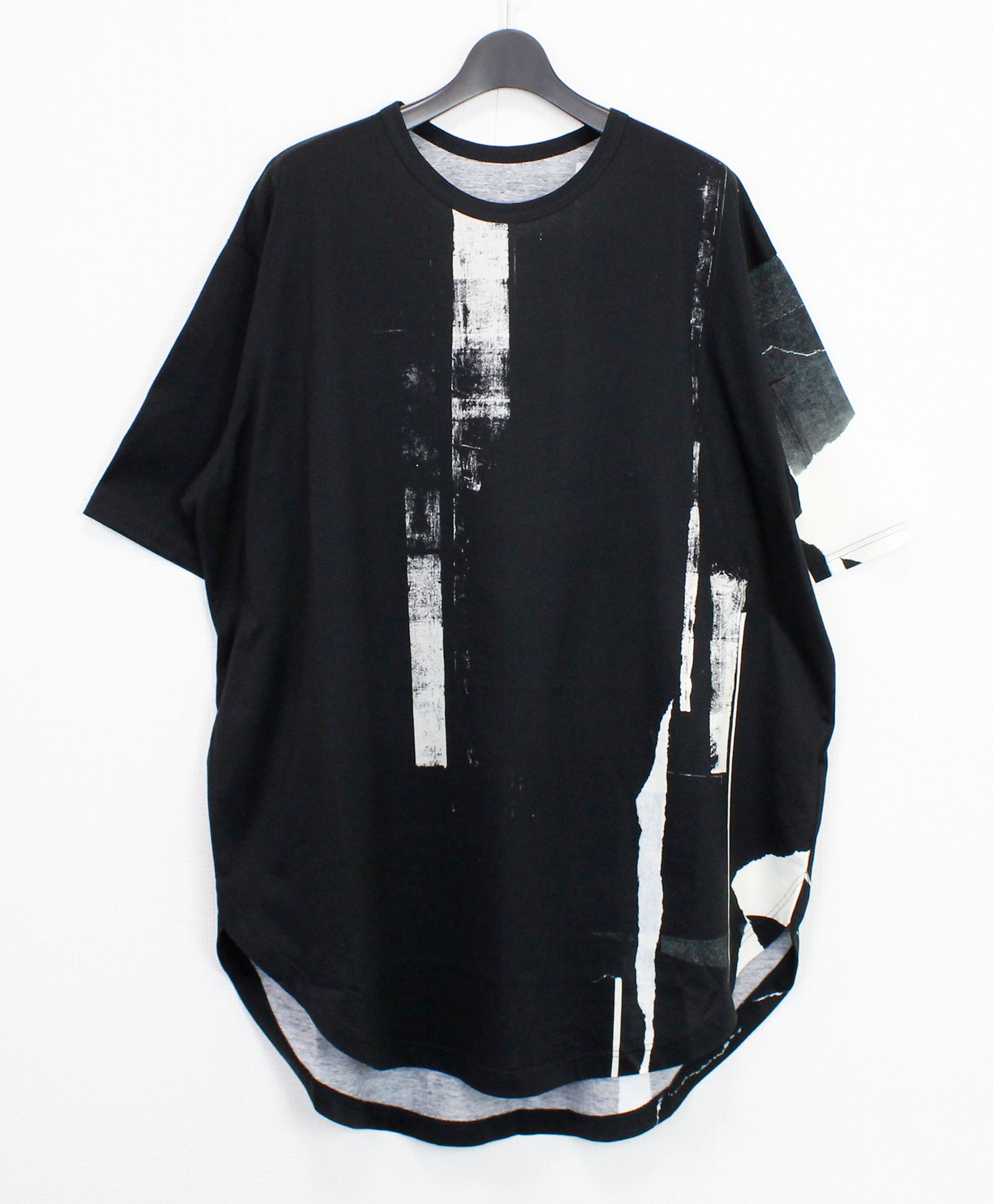 COTTON JERSEY TORN PATTERN HEM ROUND JUMBO T-SHIRT SHORT SLEEVES / WHITE [GP-T05-008-1]