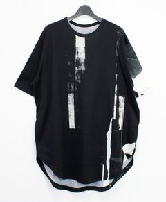 COTTON JERSEY TORN PATTERN HEM ROUND JUMBO T-SHIRT SHORT SLEEVES / WHITE [GP-T05-008-1]