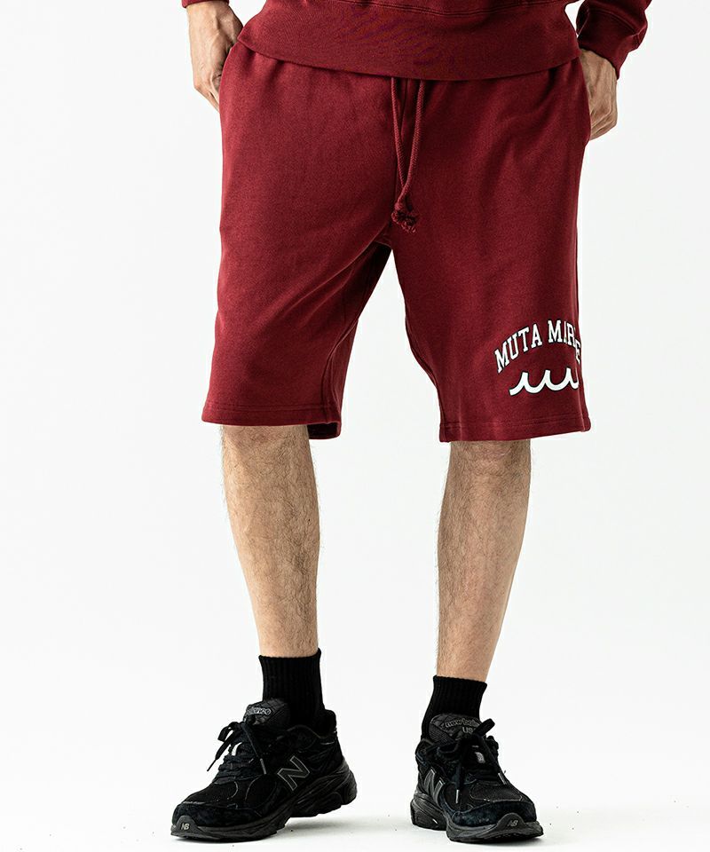 ACANTHUS x muta MARINE / College Logo Sweat Shorts / スウェットショートパンツ /  BURGUNDY - S