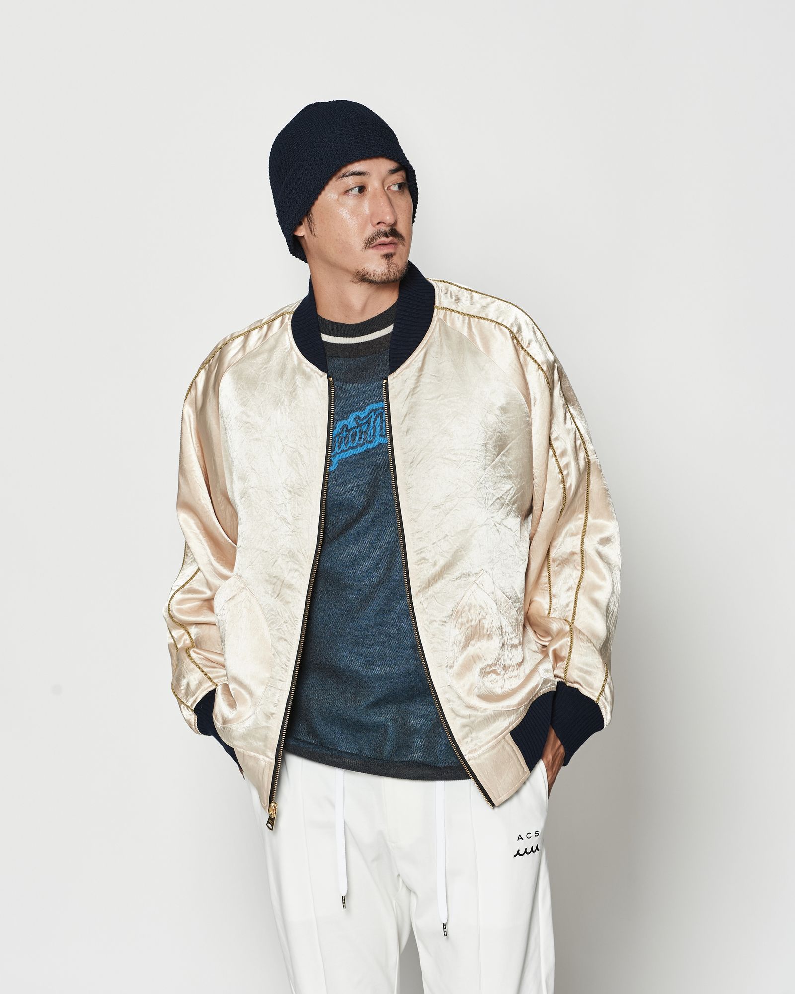 ☆先行予約☆muta MARINE × ACANTHUS  / リバーシブルスーベニアジャケット / Souvenir Jacket / BLUE 【MA2629】