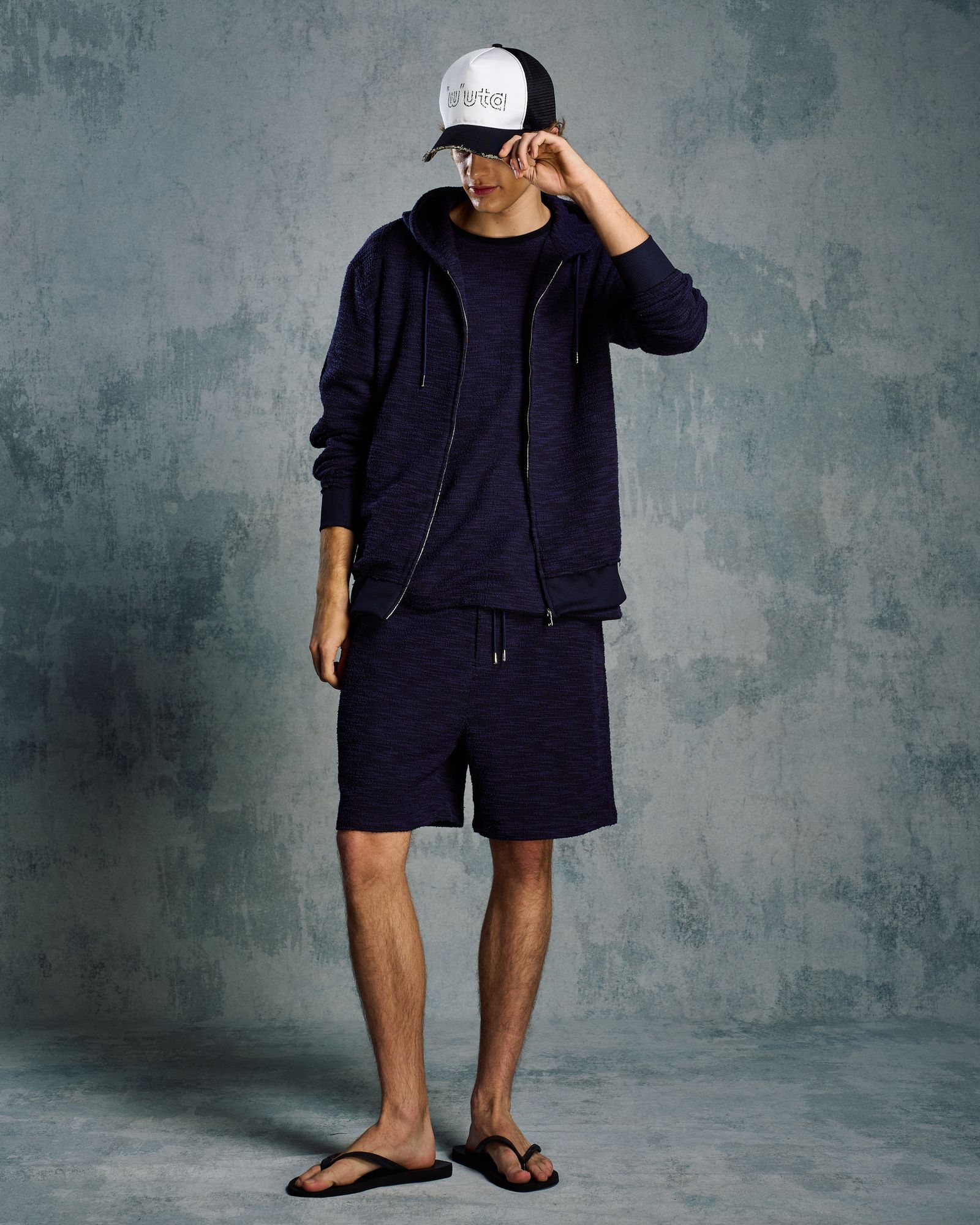 ☆先行予約☆ muta × wjk  / ニットジャガード リラックス Tシャツ / knit jacquard relax S/S / NAVY [702 mw02i]