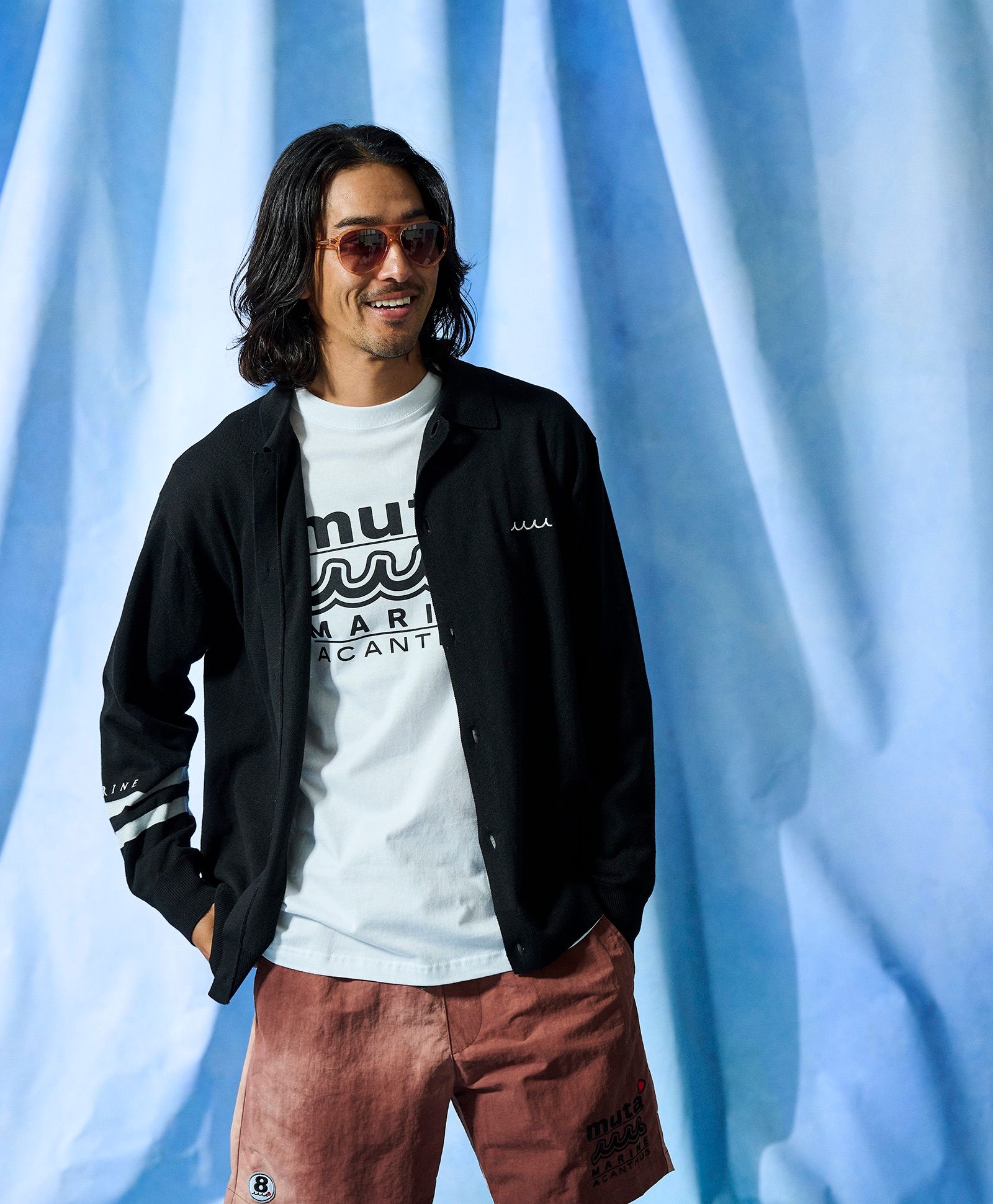 ☆先行予約☆muta MARINE × ACANTHUS  / ニットカーディガン / muta knit cardigan / BLACK【MA2725】