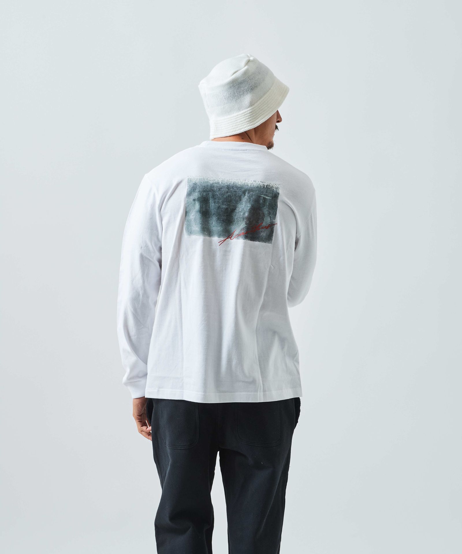 フォトペーパープリント L/S Tシャツ / Photo Paper Print L/S Tee (Horror) / WHITE