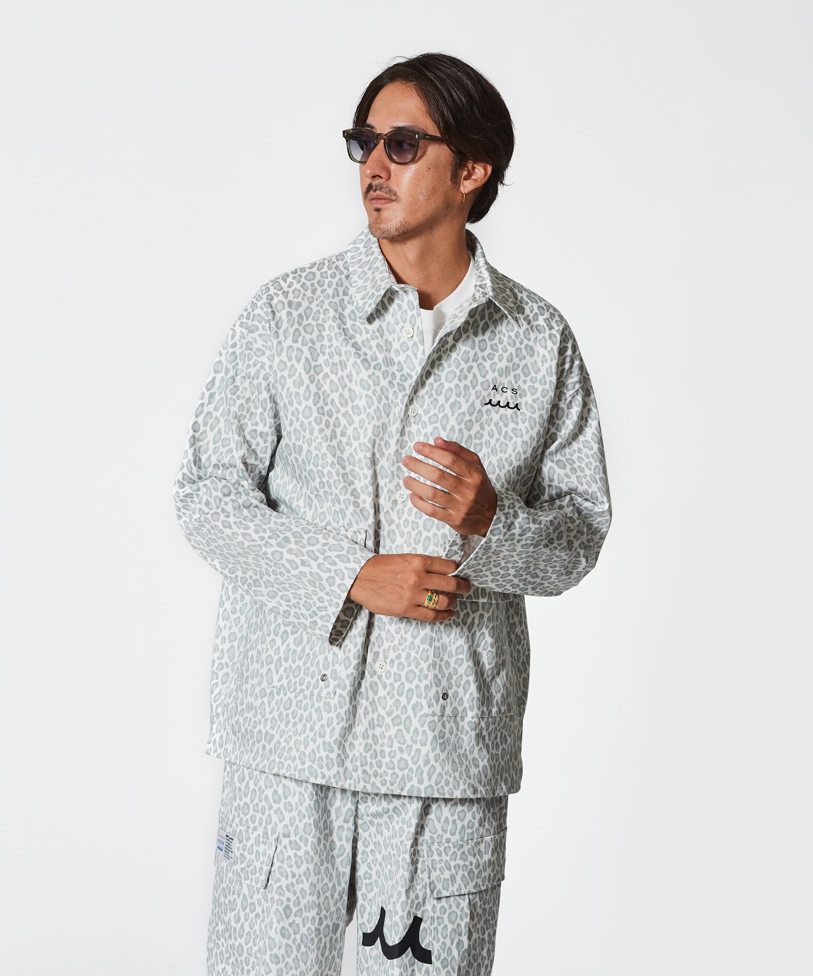 ACANTHUS × muta MARINE / muta Military Shirt Jacket / ミリタリーシャツジャケット / WHITE LEOPARD 【MA2502】
