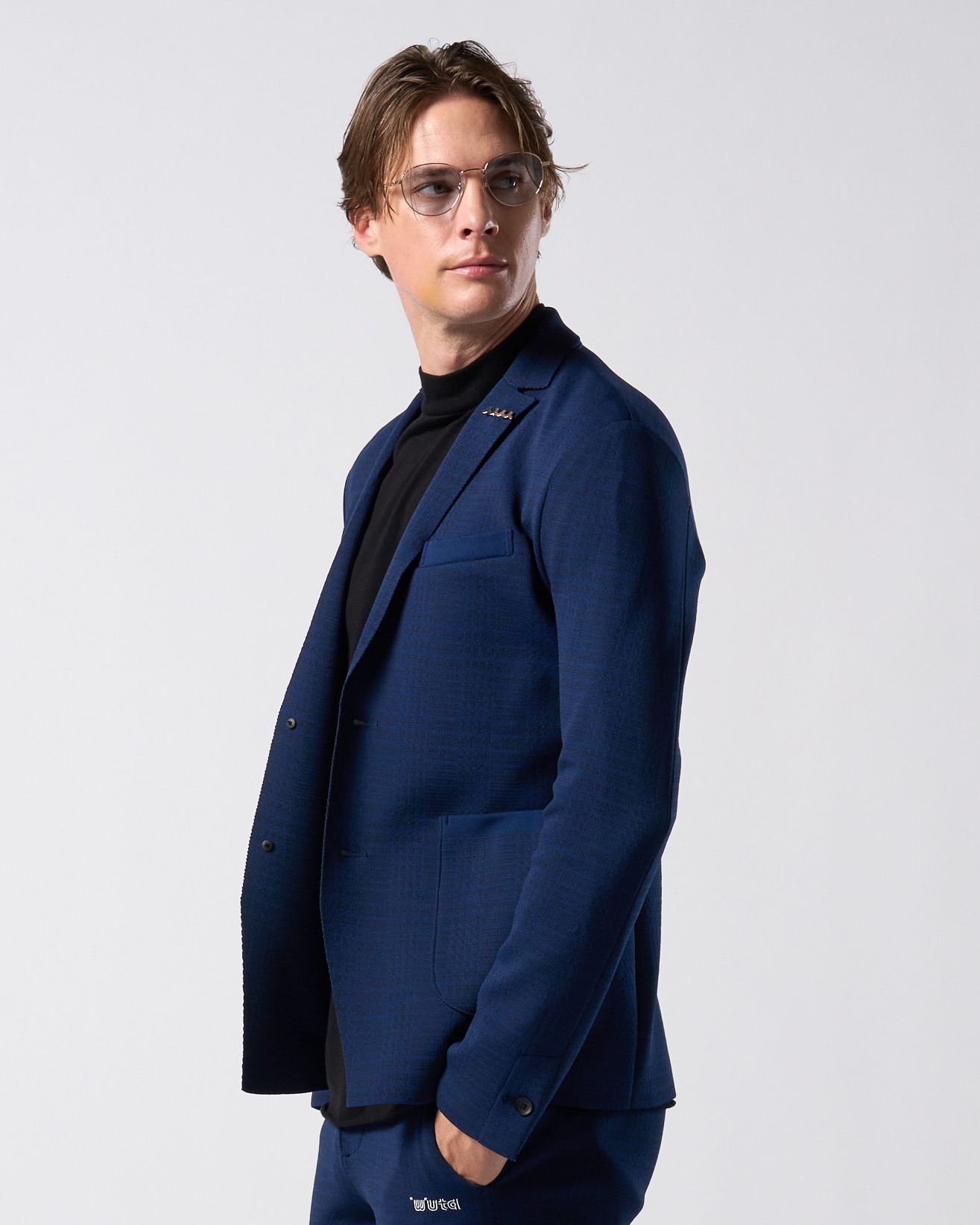 ☆先行予約☆ muta × wjk  / ニットジャケット / function knit jacket (jacquard check) / NAVY CHECK [207 mw08j]