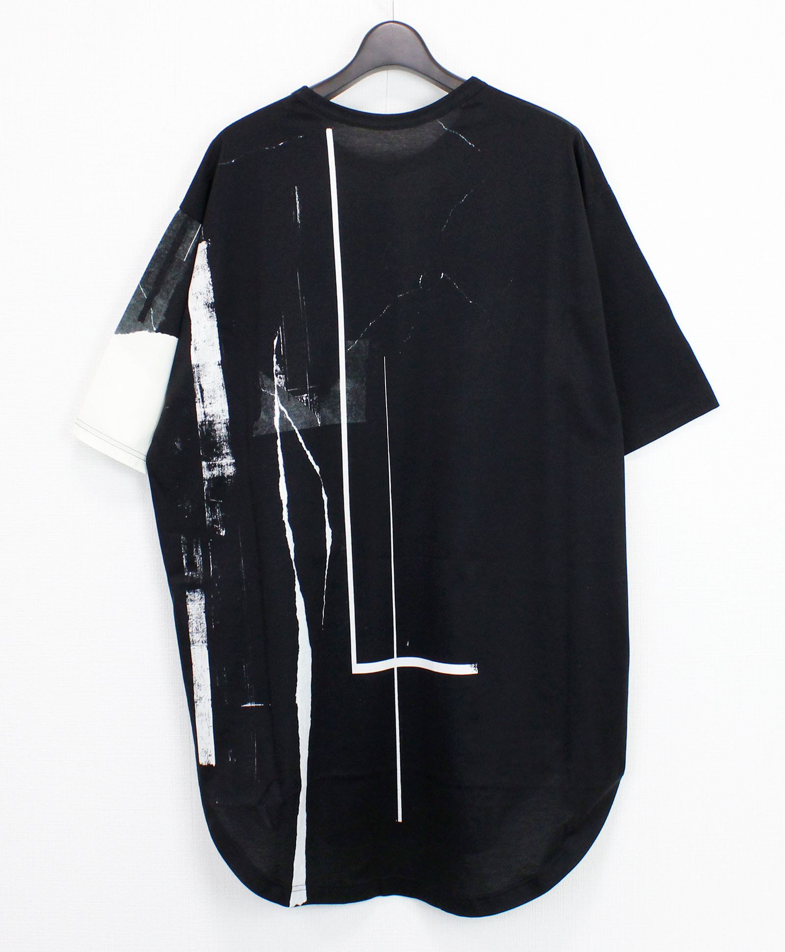 COTTON JERSEY TORN PATTERN HEM ROUND JUMBO T-SHIRT SHORT SLEEVES / WHITE [GP-T05-008-1]