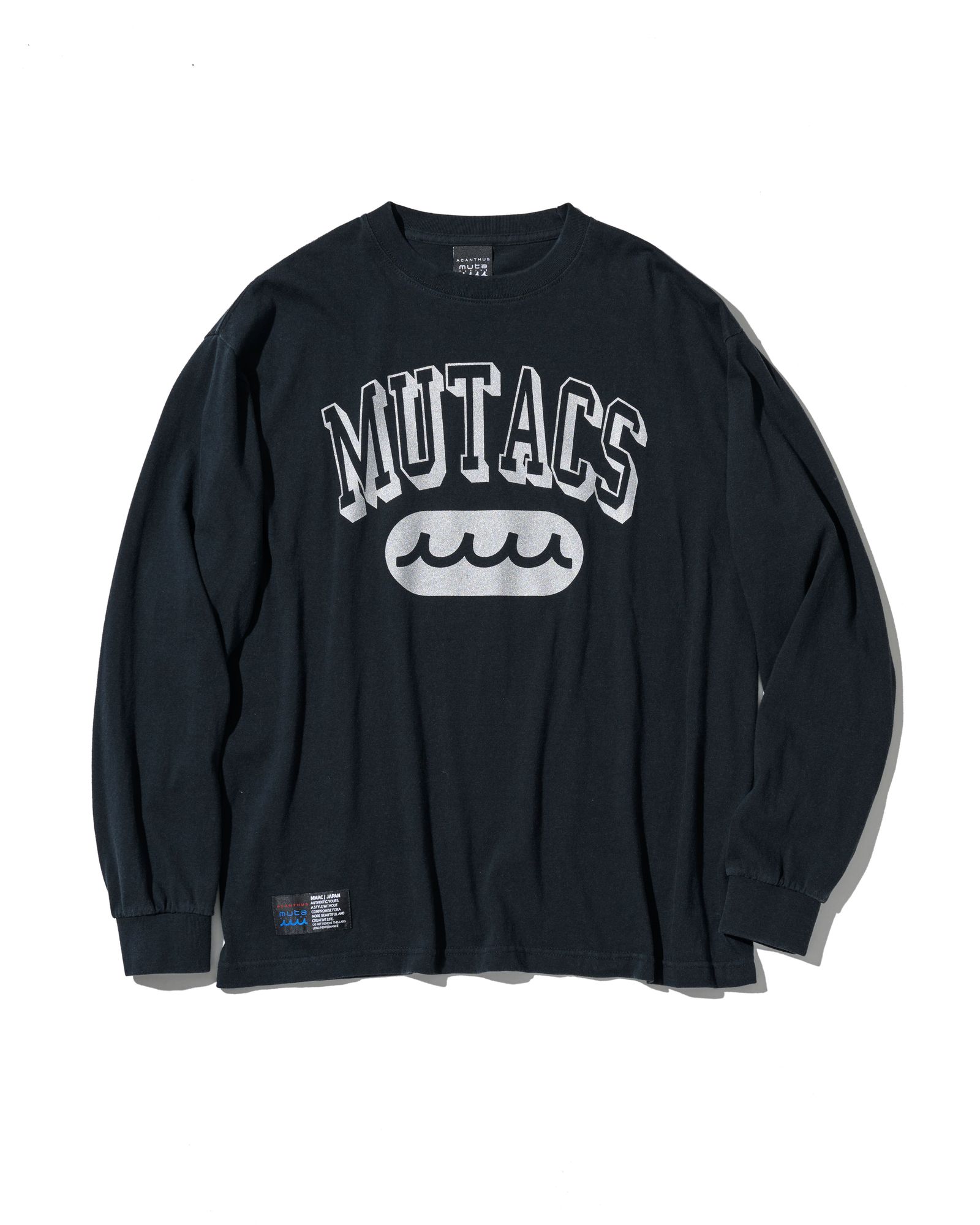 ☆先行予約☆ muta MARINE × ACANTHUS / カレッジロゴロンTee / Shadow College Logo L/S Tee / BLACK 【MA2661】