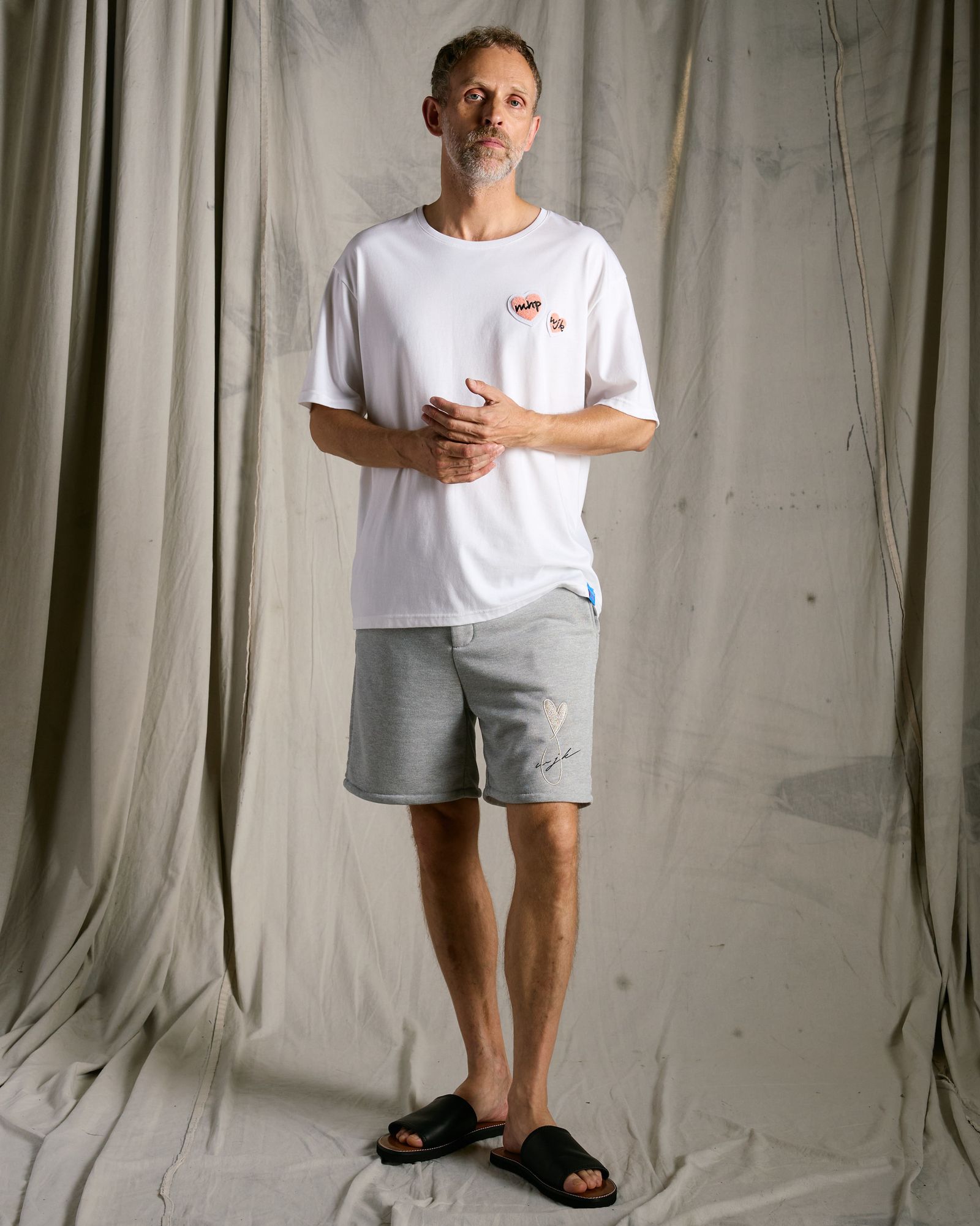 ☆先行予約☆Maison Honoré Paris× wjk  / 2ハートパッチクールタッチ半袖Tシャツ / 2-heart patch cool touch S/S / white×pink 【712 hw02k】