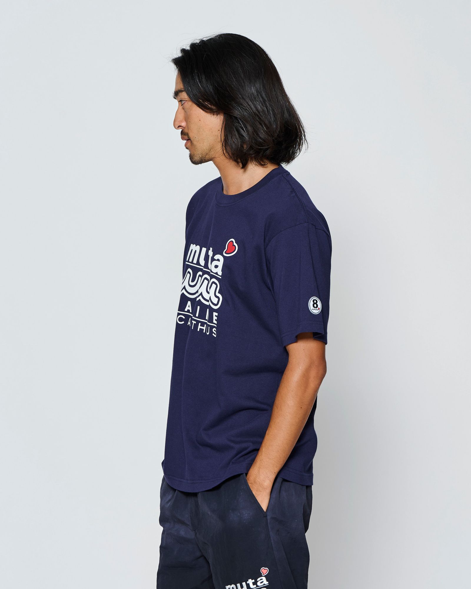 ☆先行予約☆muta MARINE × ACANTHUS  / Wネームロゴ半袖Tシャツ /  W-name logo S/S tee / NAVY【MA2728】