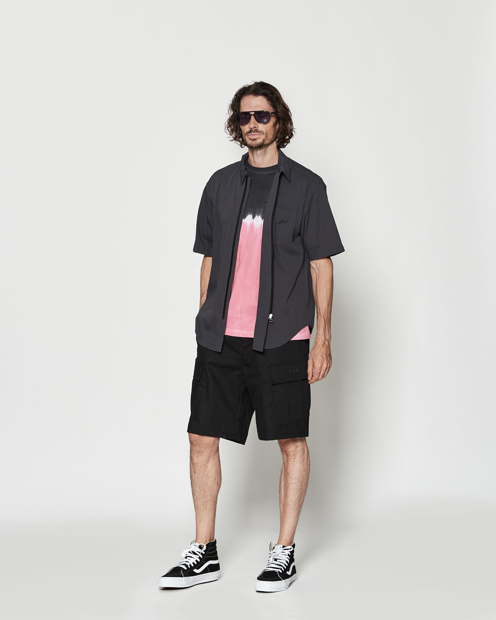 ☆先行予約☆ Dot Air®ジップアップショートスリーブシャツ / Dot Air® Zip Up S/S Shirt / CHARCOAL【SH2601】