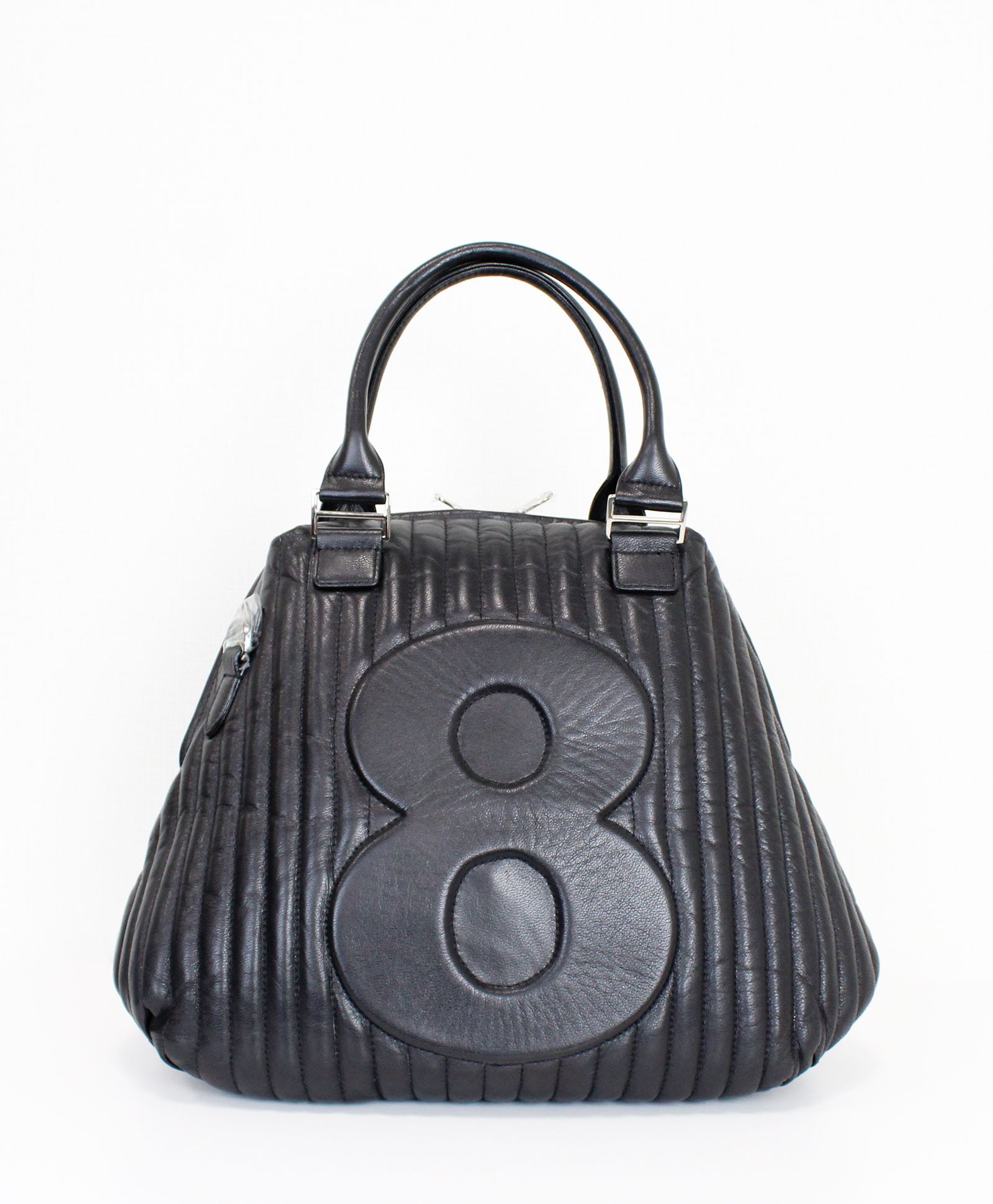 MUTA ゴルフキャディバッグ ホワイト・ネイビー ストライプデザイン