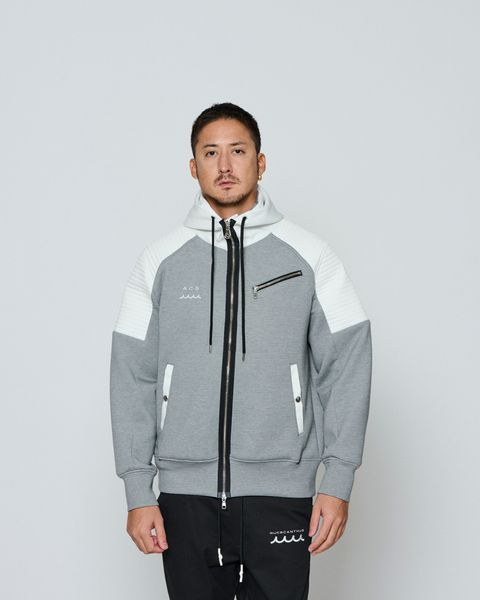 ☆先行予約☆ muta MARINE × ACANTHUS / ジップアップバイカーパーカー / Double-knit Biker parka / GREY【MA2652】