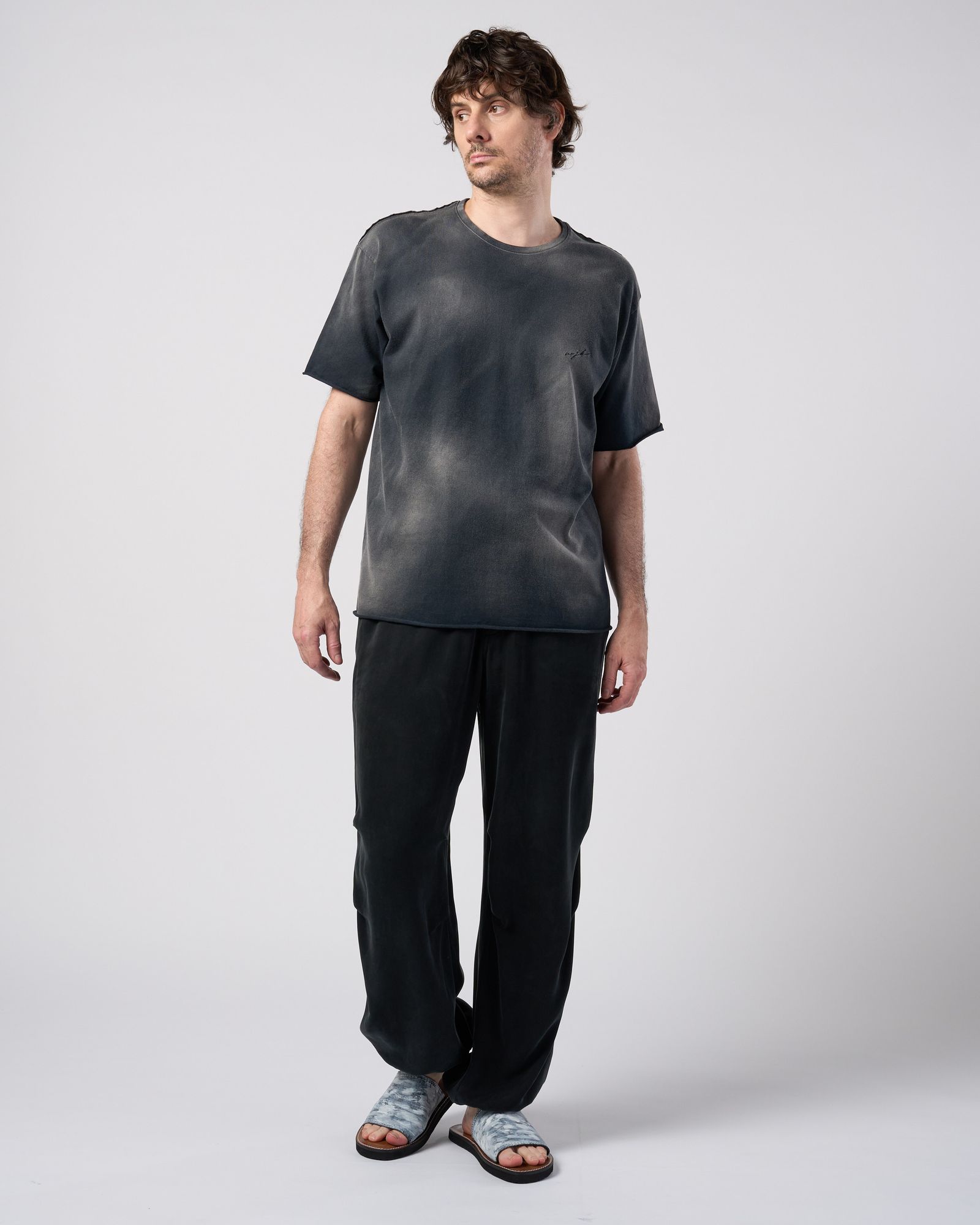 ☆先行予約☆ wjk  / フェードカットオフ半袖Tシャツ / fade cut-off S/S / fade black【7154 lj93k】