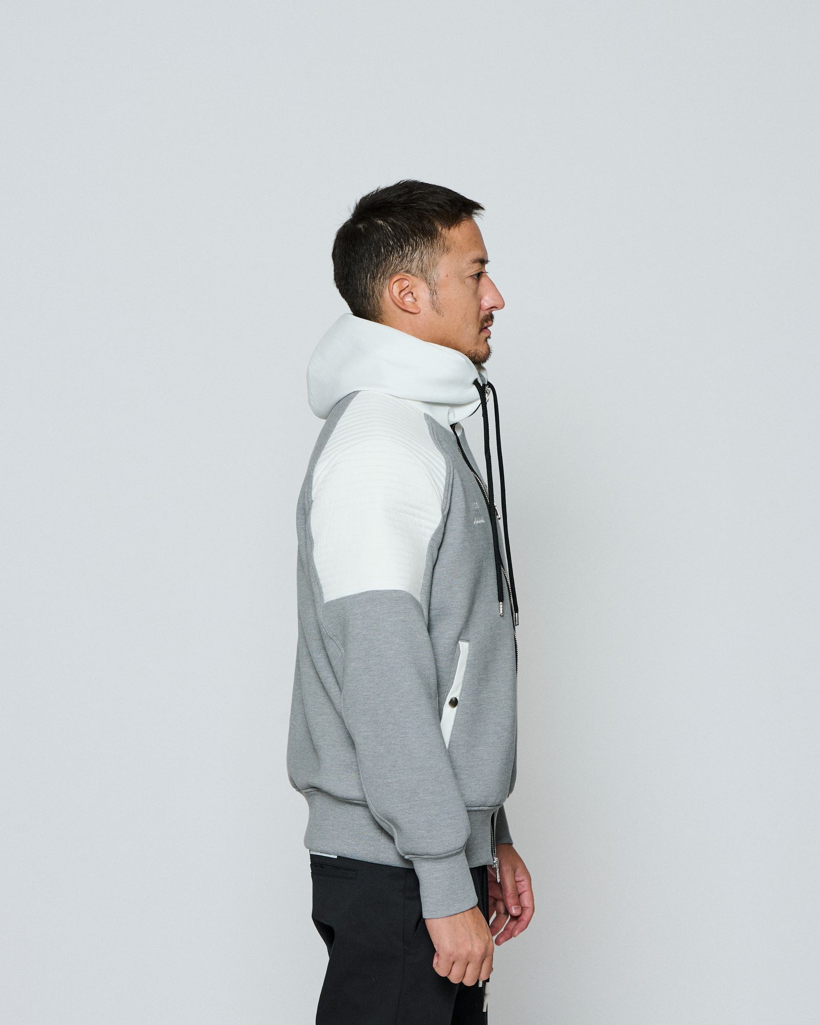 ☆先行予約☆ muta MARINE × ACANTHUS / ジップアップバイカーパーカー / Double-knit Biker parka / GREY【MA2652】