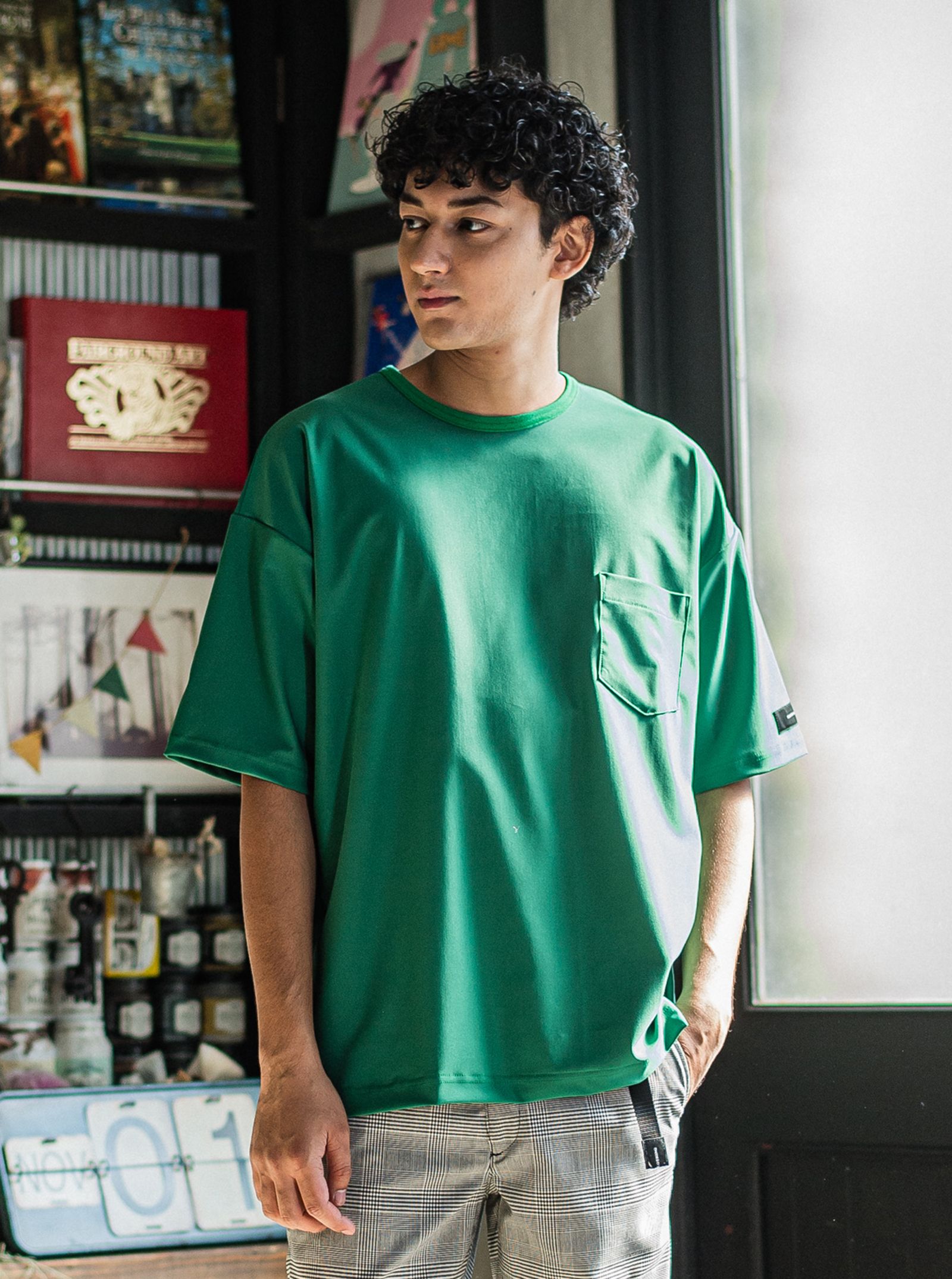 ☆先行予約販売3月中旬〜4月中旬頃入荷予定☆ tricot pocket TEE / ポケットTシャツ / GREEN [RC31-T-004] - 1