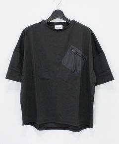 胸ポケットZIPショートスリーブTシャツ / チャコール【341038】