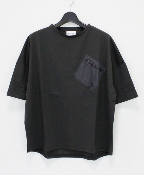 胸ポケットZIPショートスリーブTシャツ / チャコール【341038】