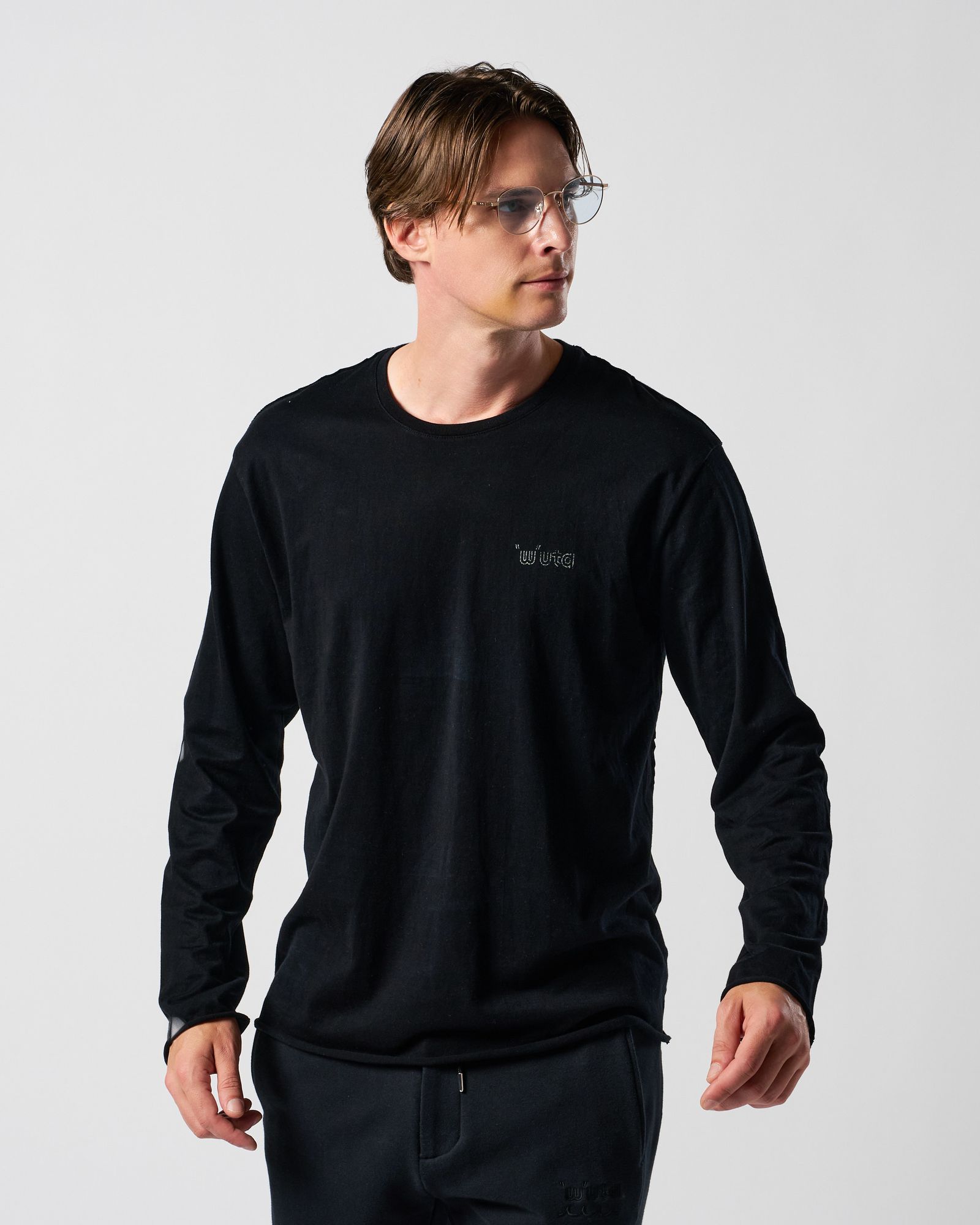 ☆先行予約☆ muta × wjk  / カットオフ クルーネックロングスリーブカットソー / cut-off crew-neck L/S(printed) / DEEP BLACK [708 mw03j]