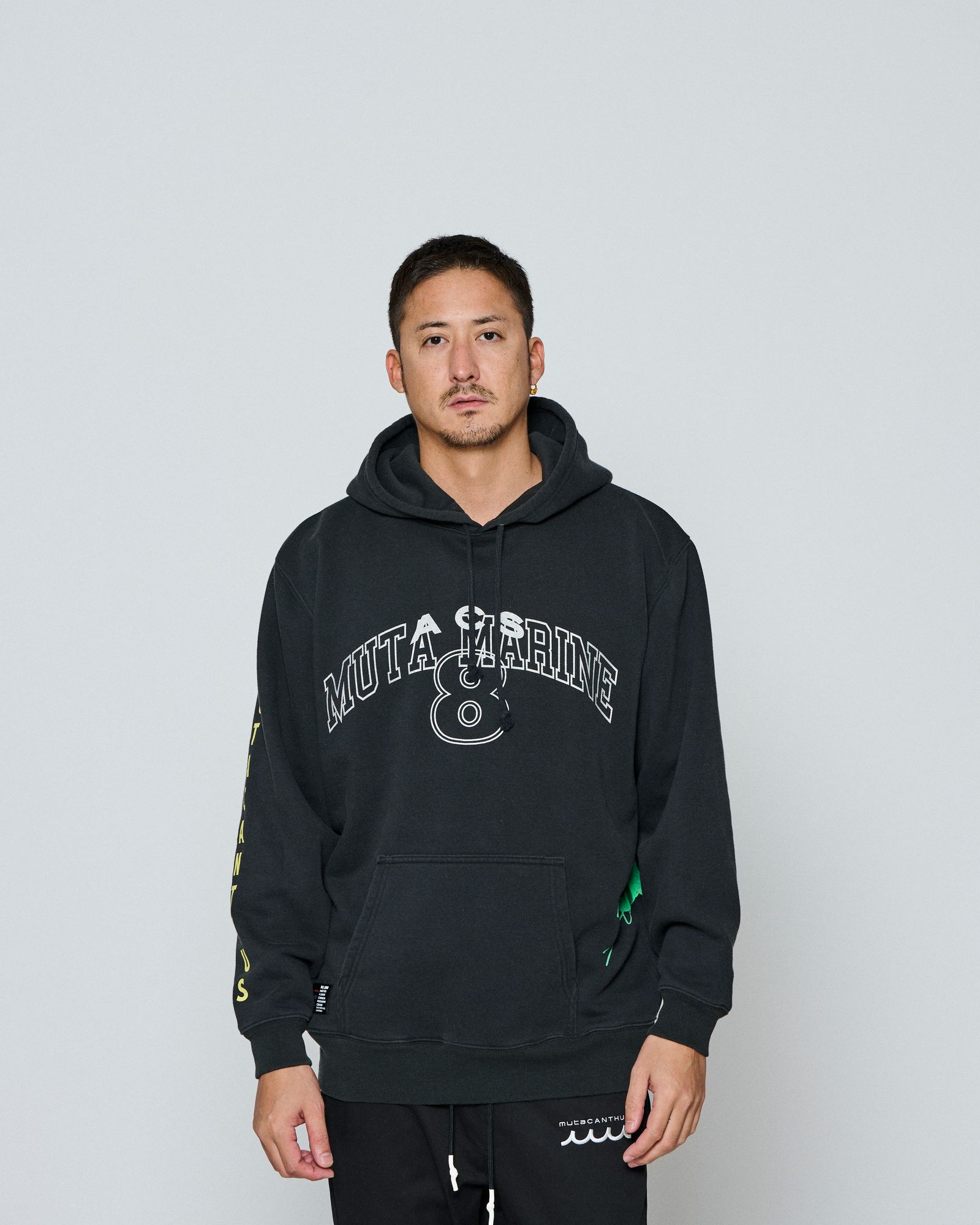 ☆先行予約☆ muta MARINE × ACANTHUS / テストプリントフーディー /パーカー / Test Print Hooded Sweatshirt / BLACK 【MA2656】