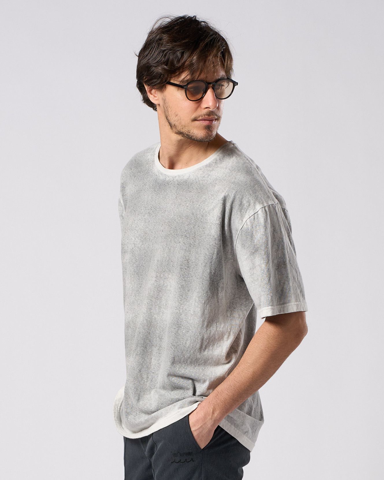 ☆先行予約☆ スプレー加工カットソー /  back-spray dye S/S / FADE SUMI [7135 cj75i]