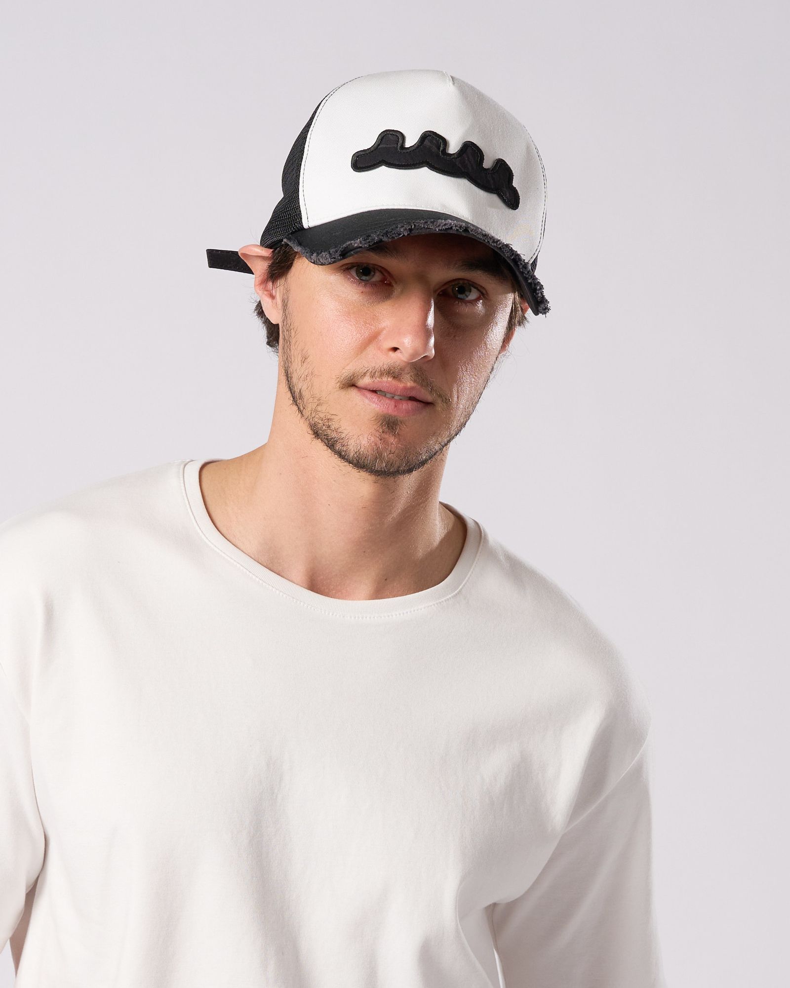 ☆先行予約☆muta × wjk  / ウェーブ カットオフ メッシュキャップ / wave cut-off mesh cap / BLACK x WHITE 【810 mw05i】