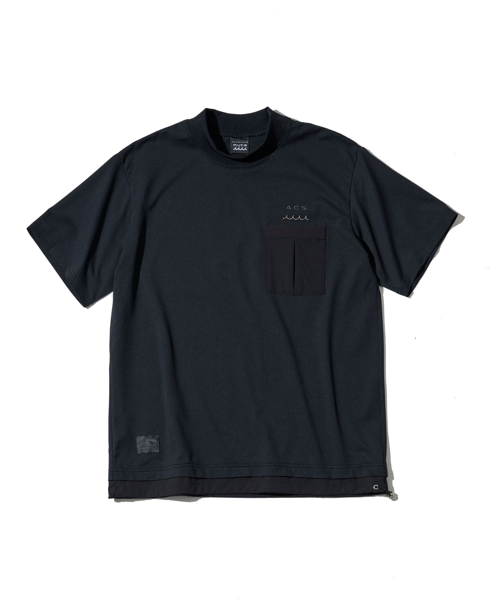 ☆先行予約☆muta MARINE × ACANTHUS  / メッシュモックネック半袖Tシャツ /  Mesh Mockneck S/S Top / BLACK【MA2714】