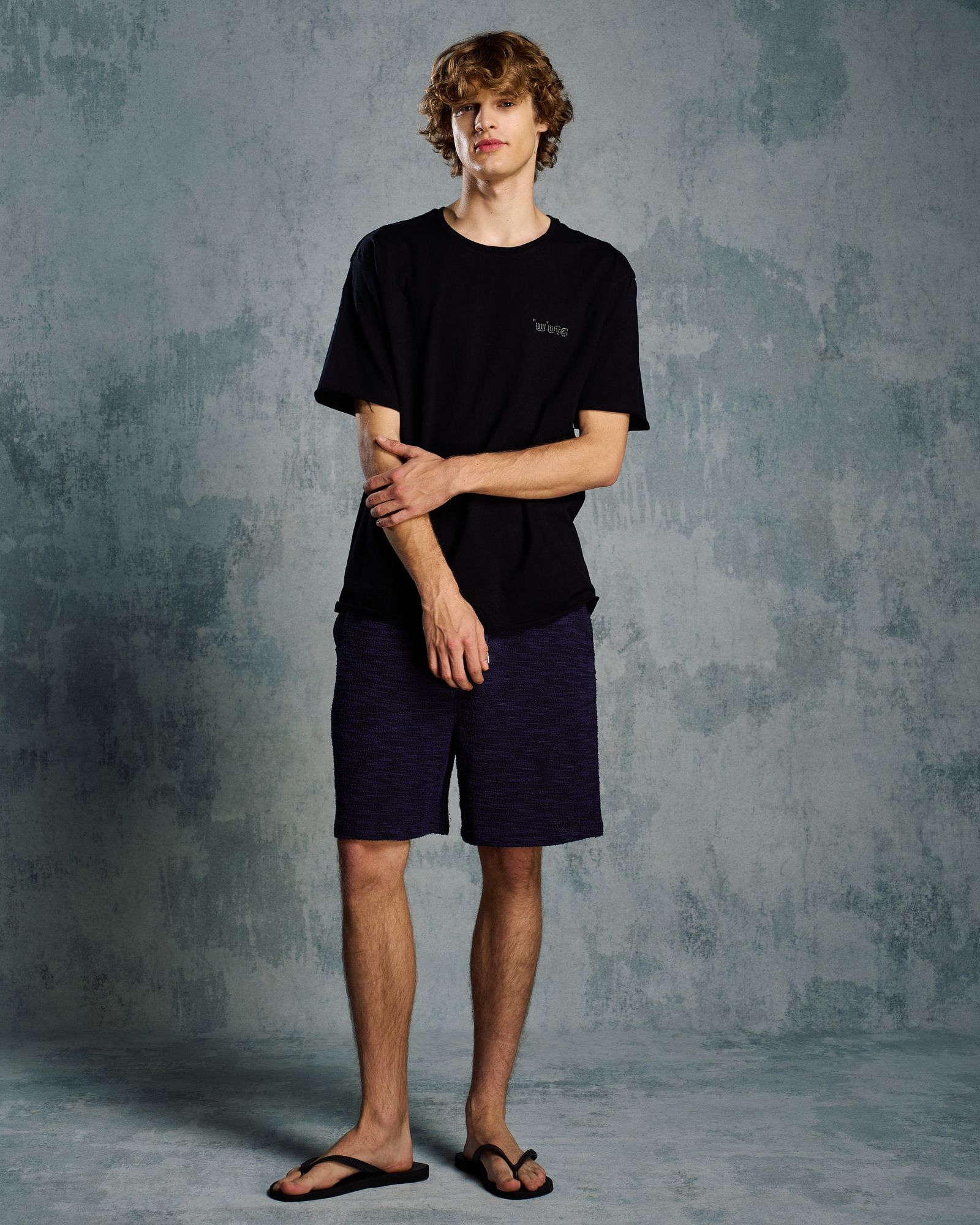 ☆先行予約☆ muta × wjk  / ニットジャガード リラックスショーツ / knit jacquard relax shorts / NAVY [502 mw02i]