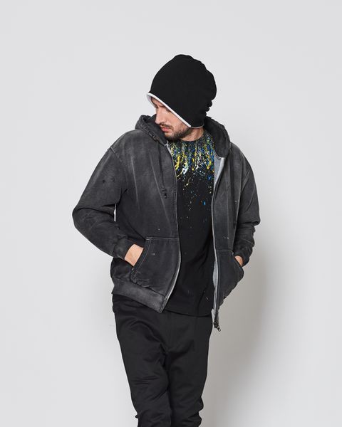 Damaged Zip Up Hooded Sweatshirt / ジップパーカー / FADEDBLACK 【DH2501】