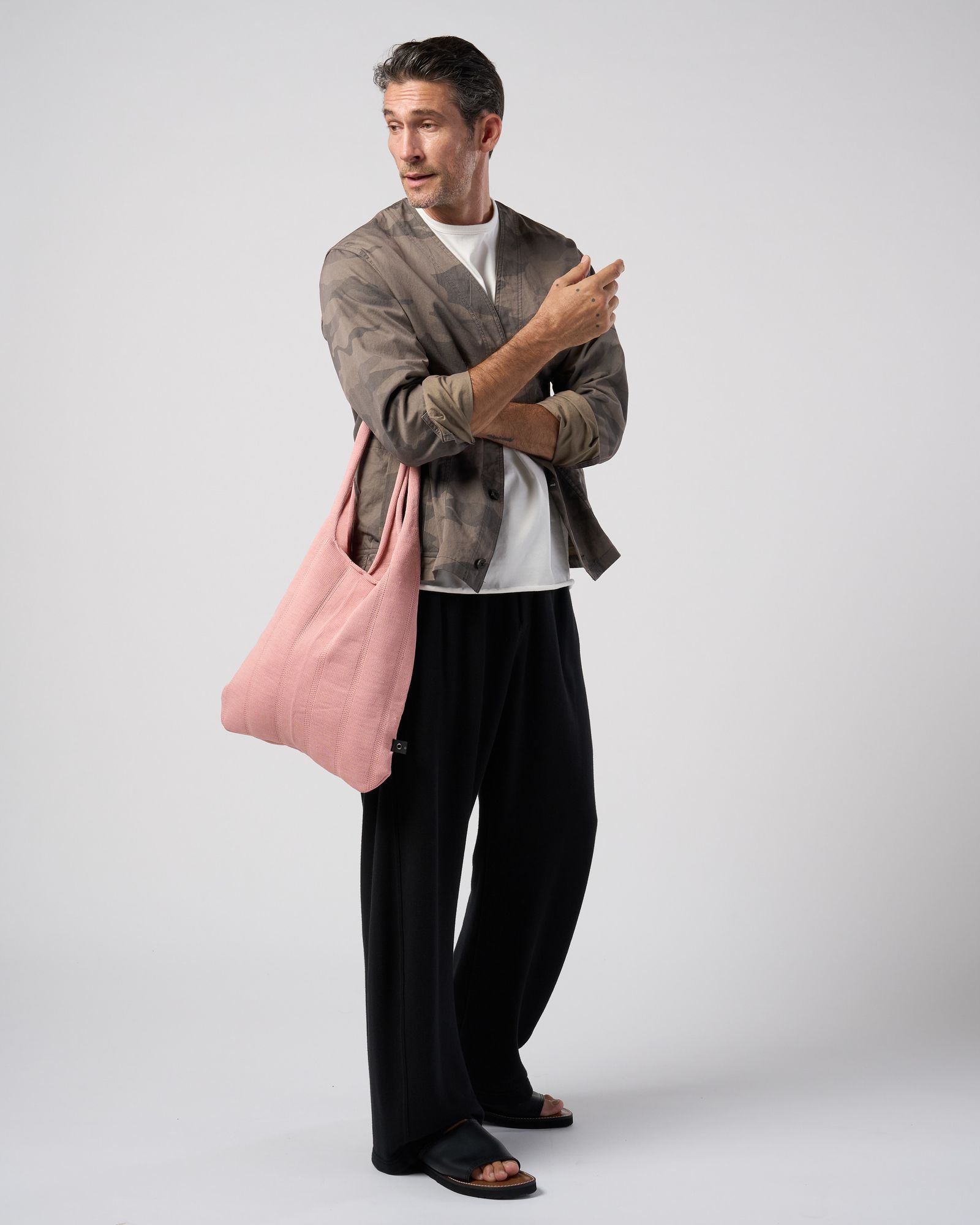 ☆先行予約☆ wjk  / ストライプニットバッグ / stripe knit bag / pink【8005 kw86k】