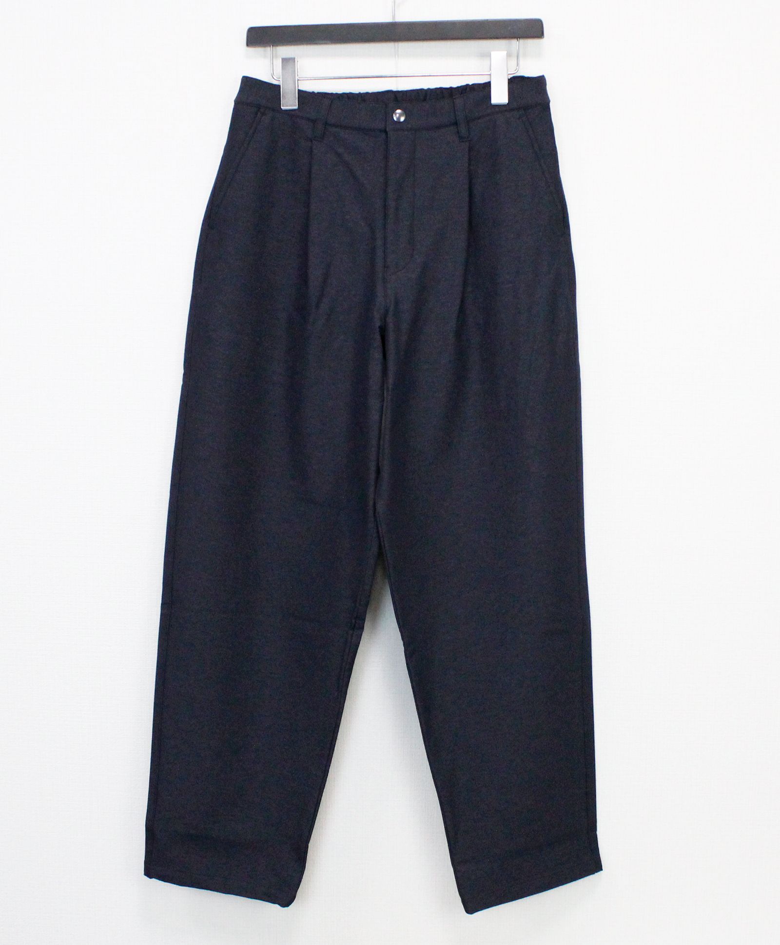 N/Peダブルクロスストレッチ ワンタックワイドパンツ / チャコールグレー [66003]