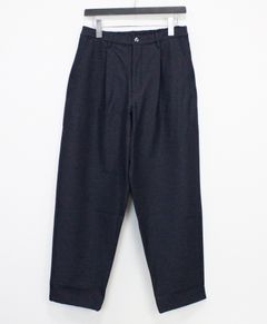 N/Peダブルクロスストレッチ ワンタックワイドパンツ / チャコールグレー [66003]